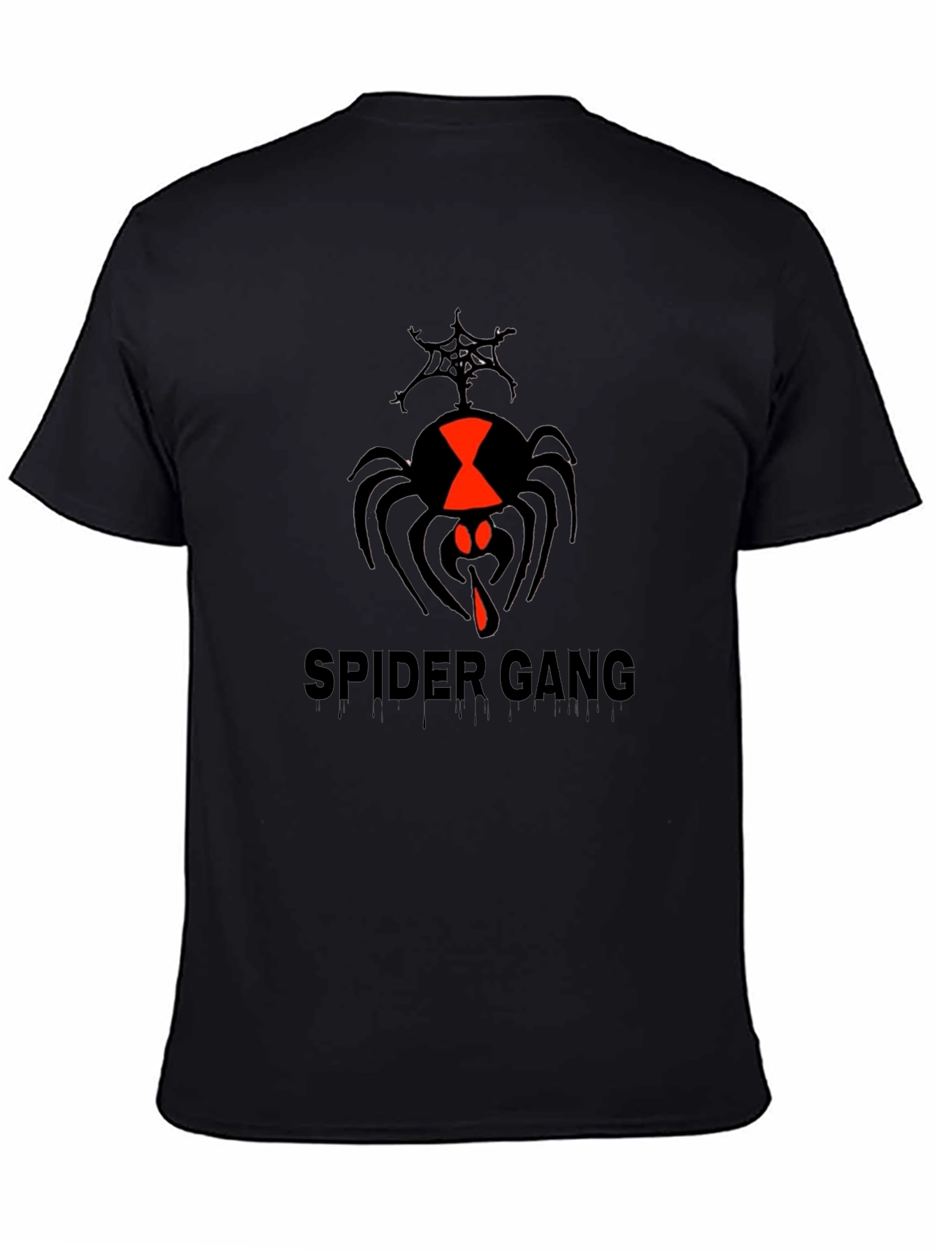 Spider Gang Graphic Tee - Black Cotton Crew Neck