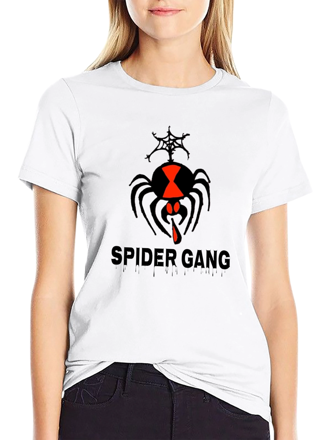 Spider Gang Graphic Tee - Black Cotton Crew Neck