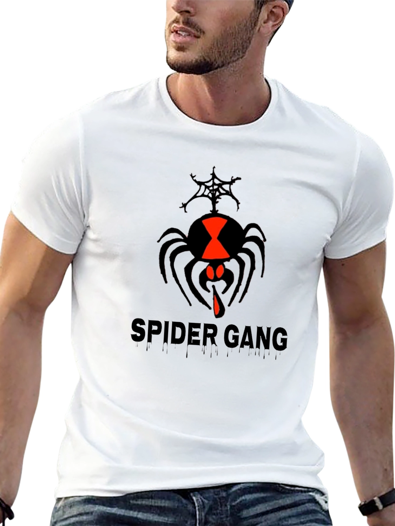 Spider Gang Graphic Tee - Black Cotton Crew Neck