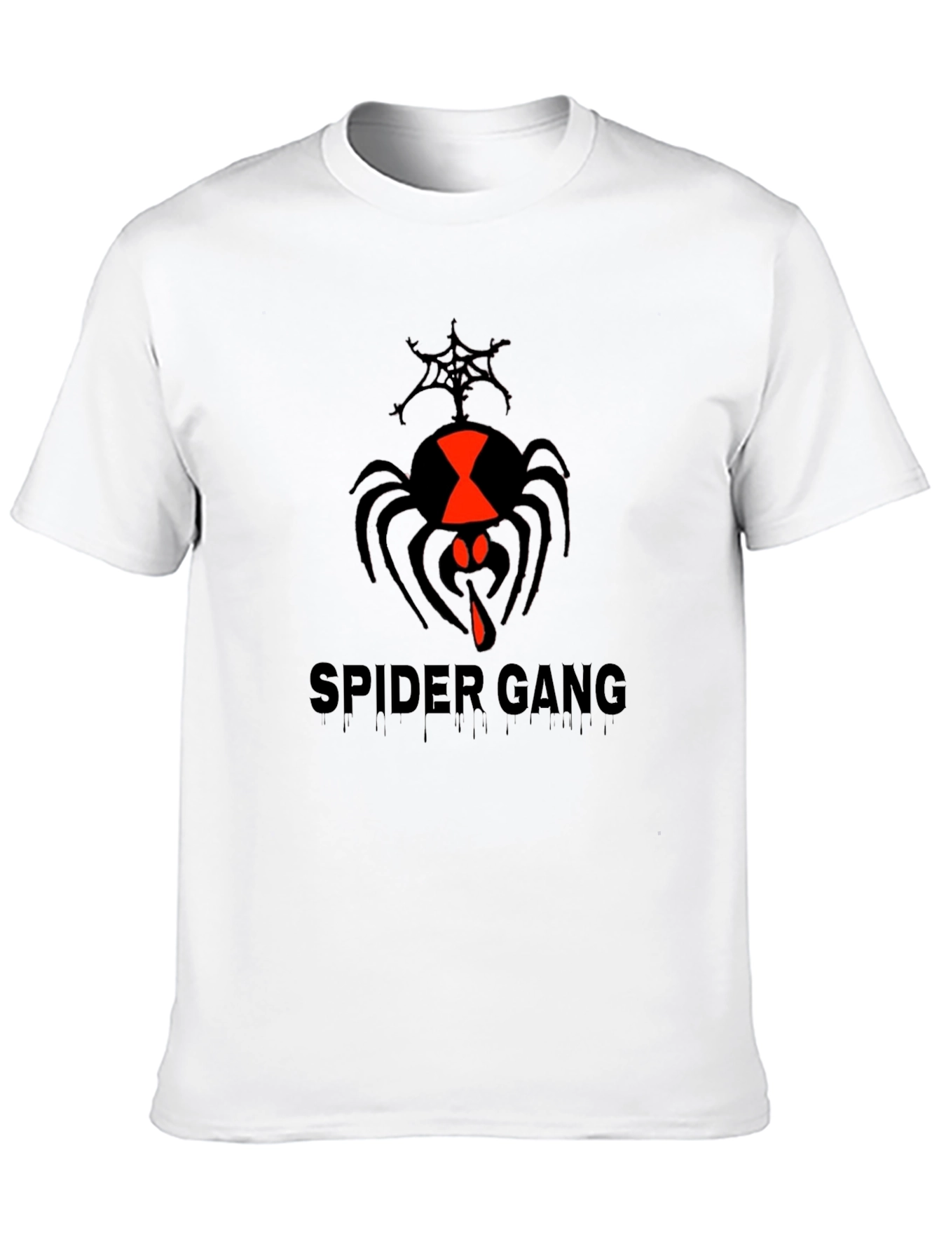 Spider Gang Graphic Tee - Black Cotton Crew Neck