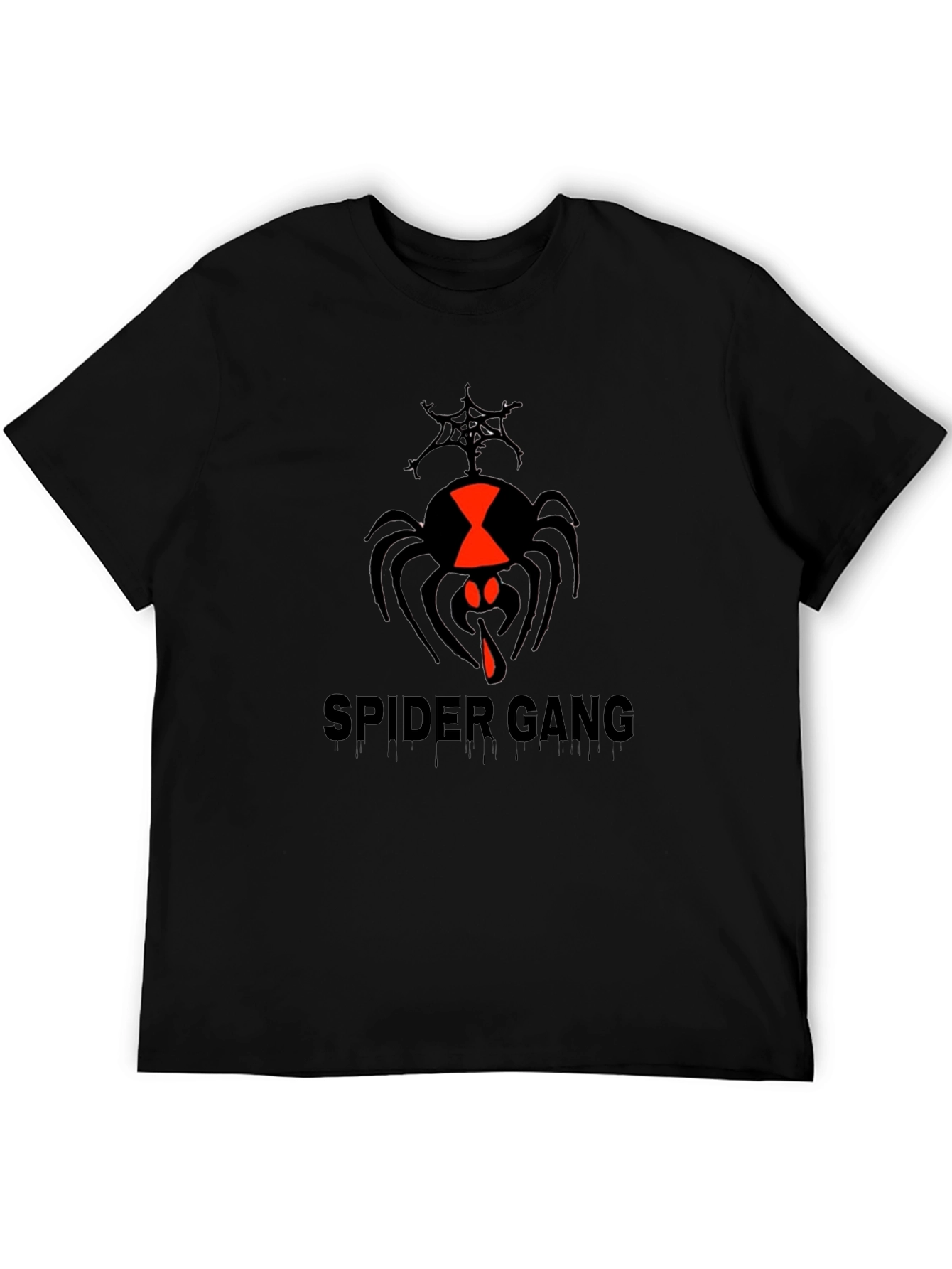 Spider Gang Graphic Tee - Black Cotton Crew Neck