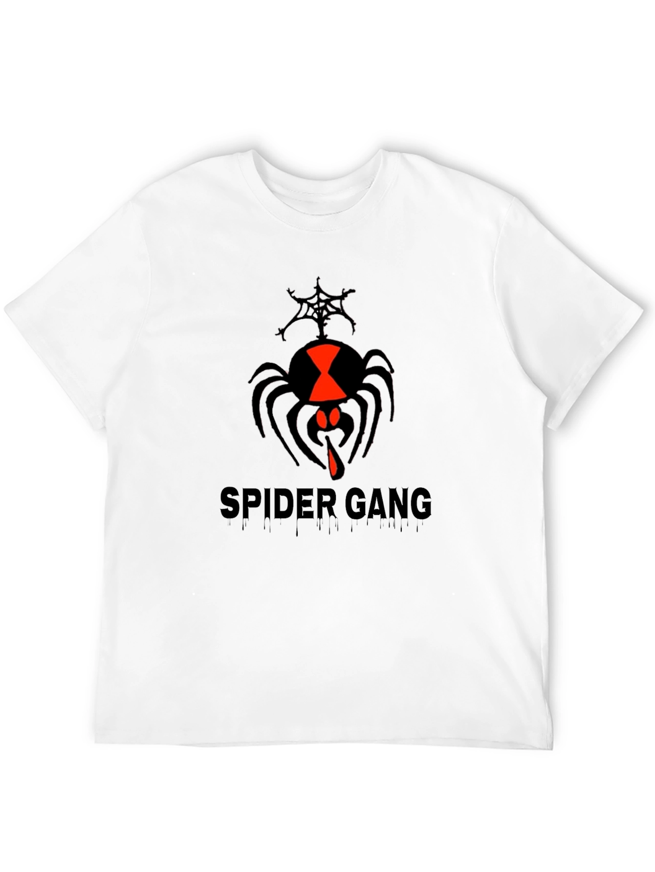 Spider Gang Graphic Tee - Black Cotton Crew Neck