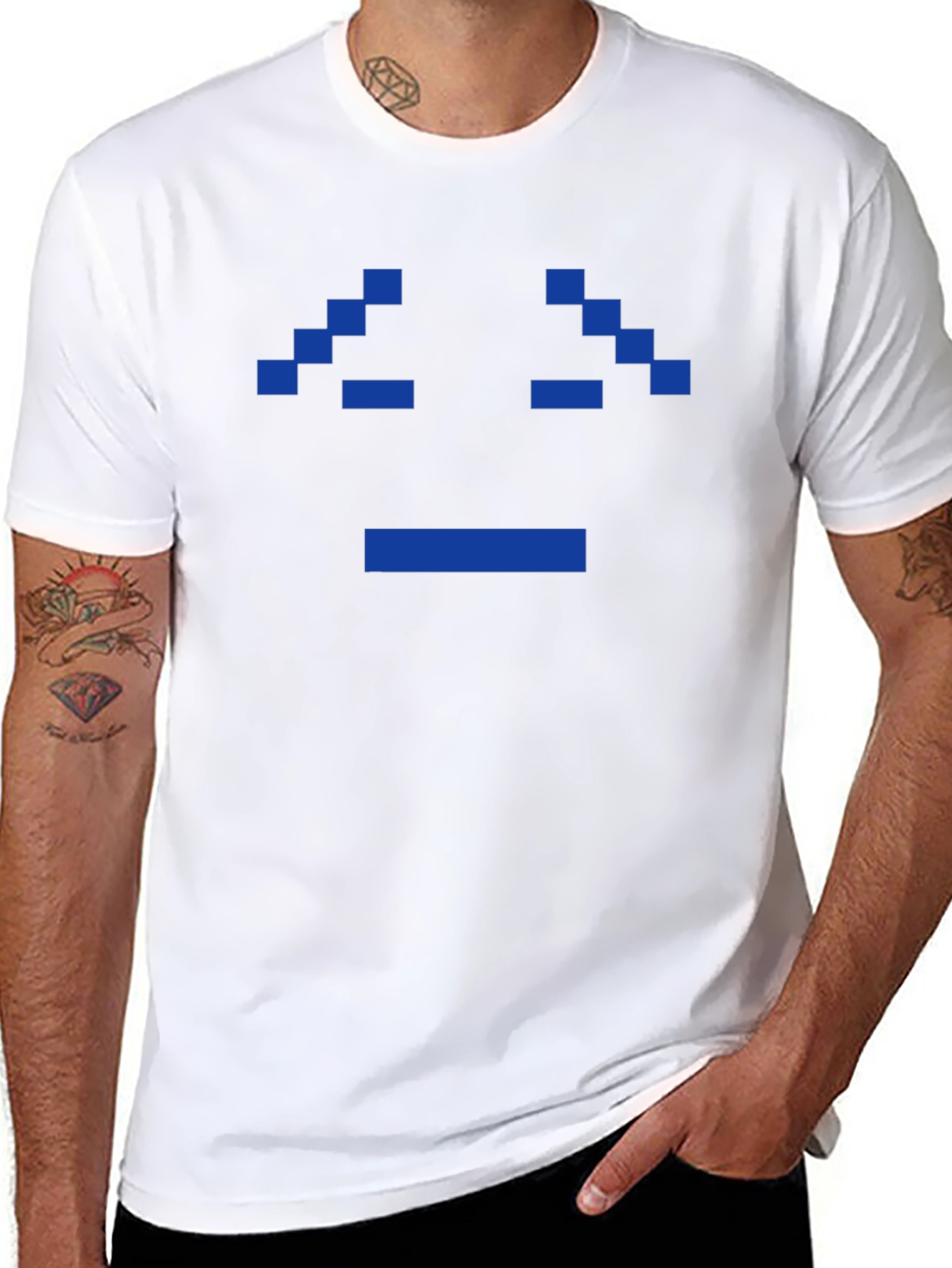 Pixel Sad Face Black T-Shirt