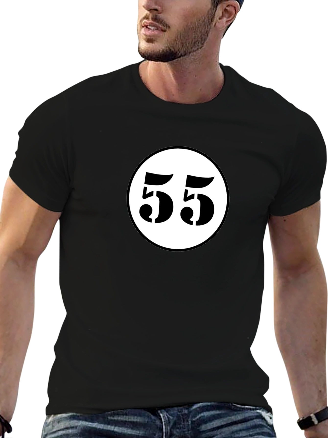 Retro Race Number 55 Black T-Shirt