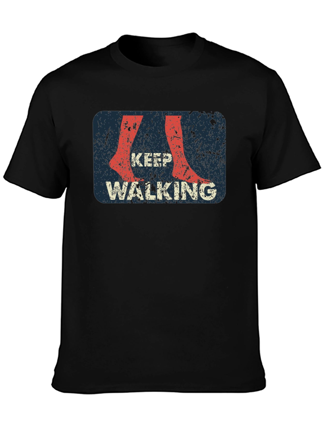 Keep Walking Graphic Print Black T-Shirt
