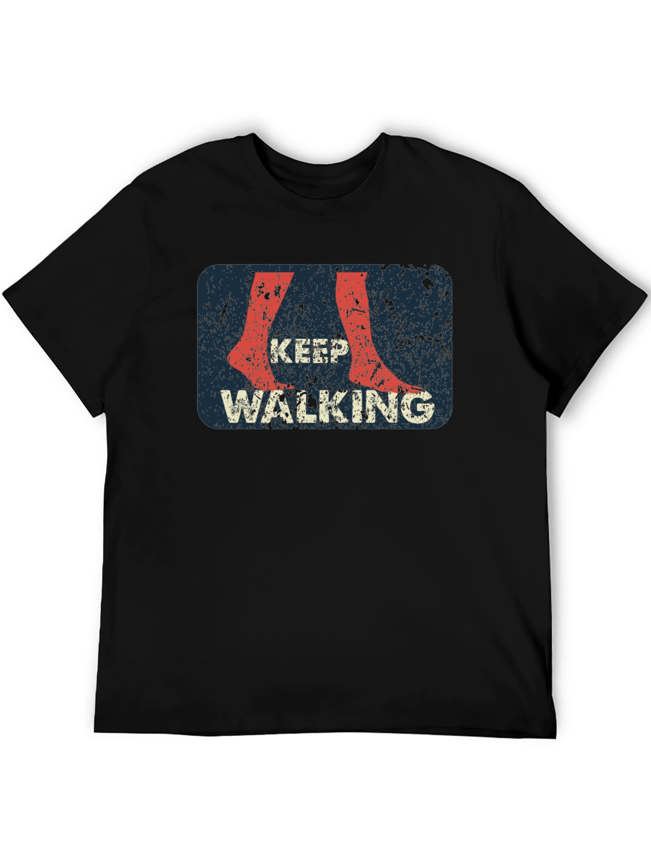 Keep Walking Graphic Print Black T-Shirt