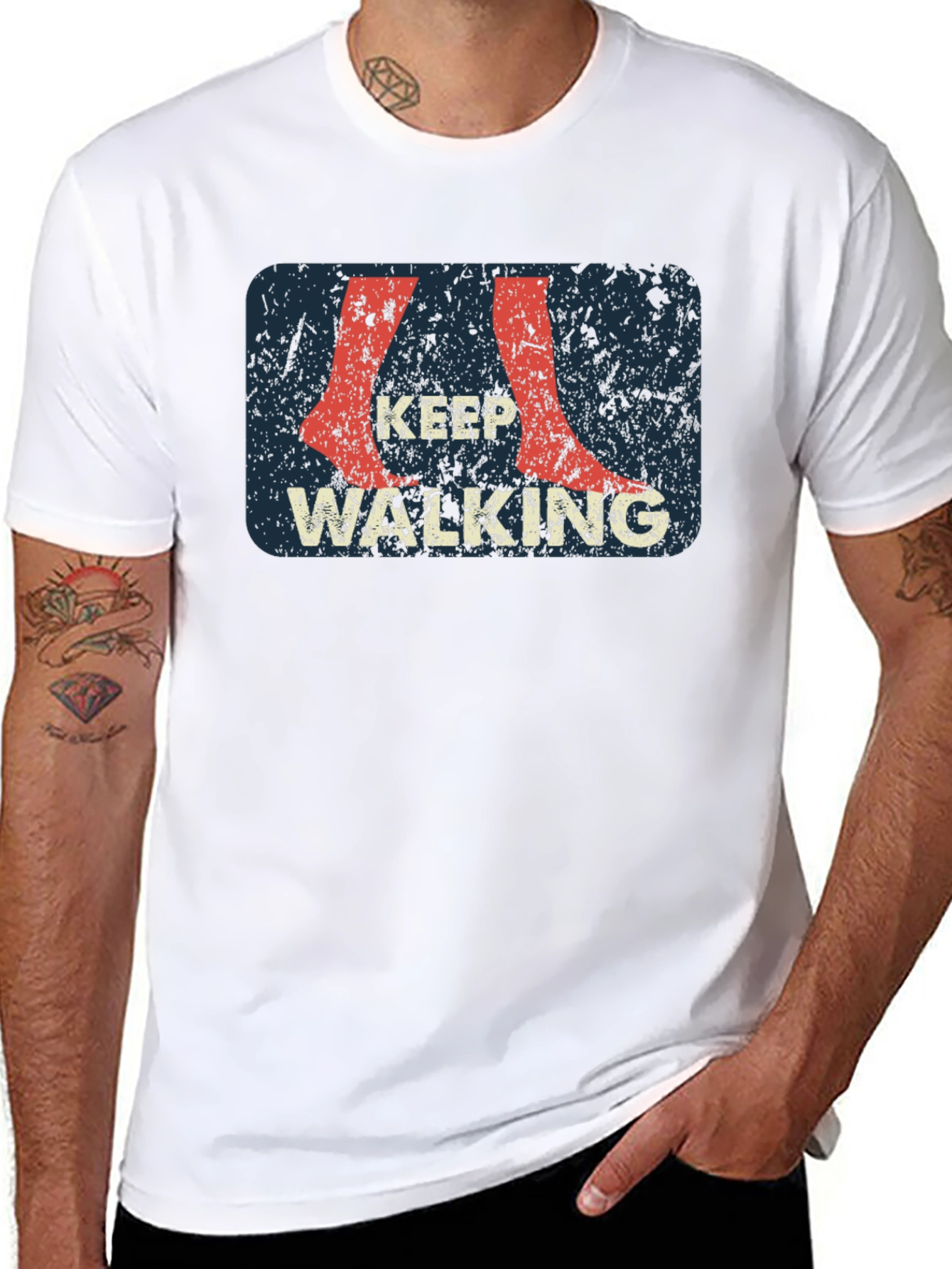 Keep Walking Graphic Print Black T-Shirt