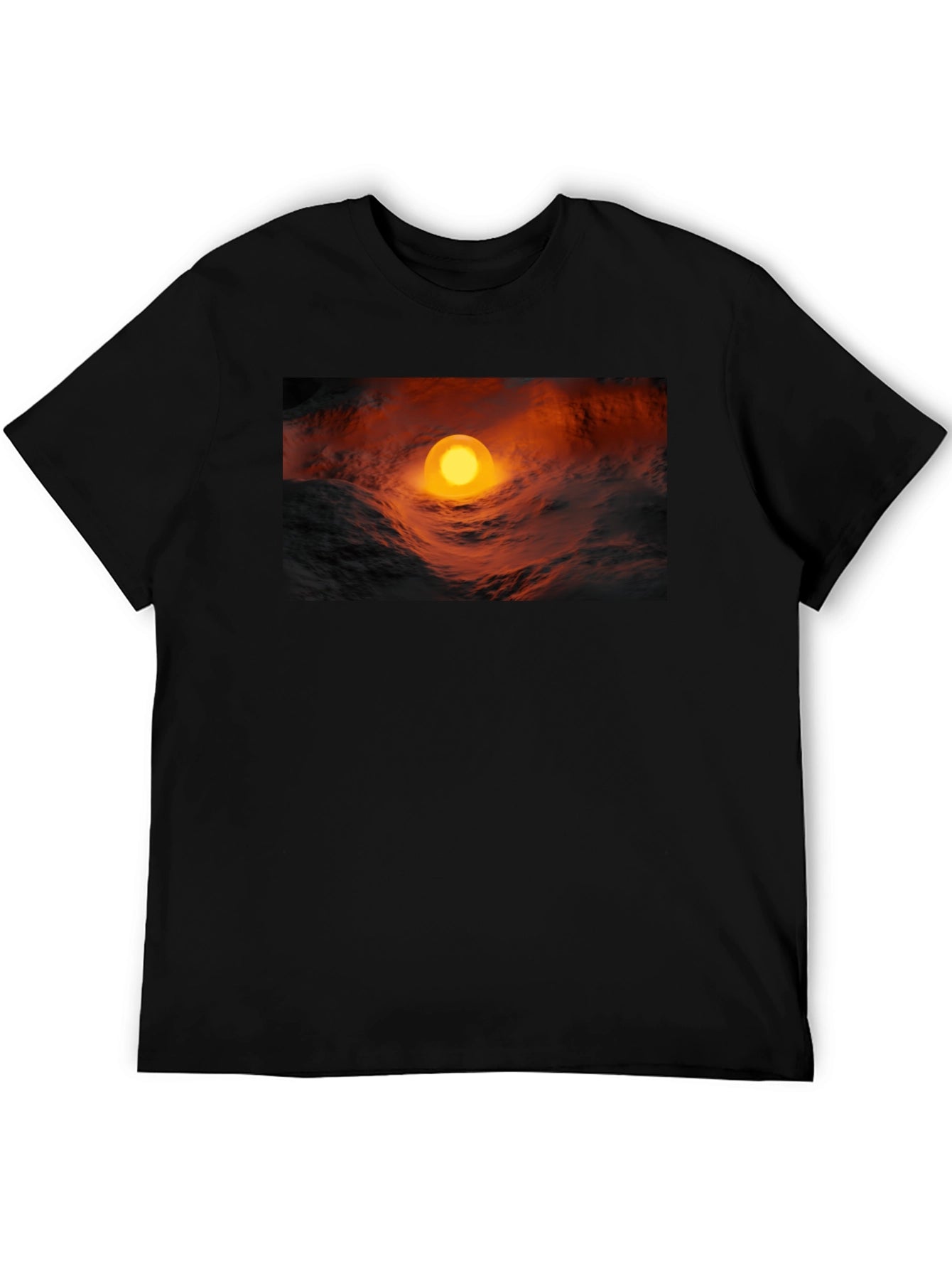 Fiery Orb Graphic Black T-Shirt