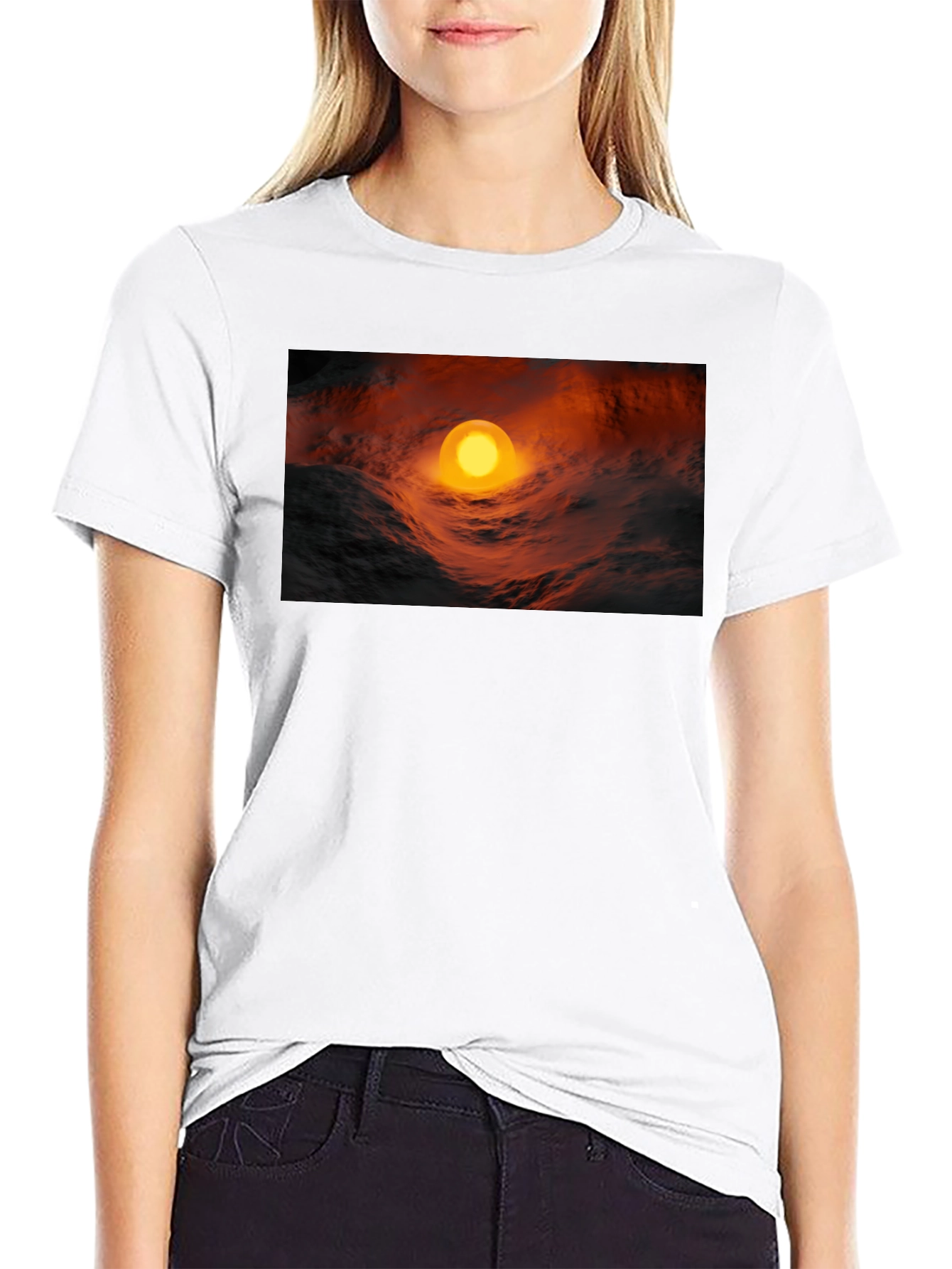 Fiery Orb Graphic Black T-Shirt