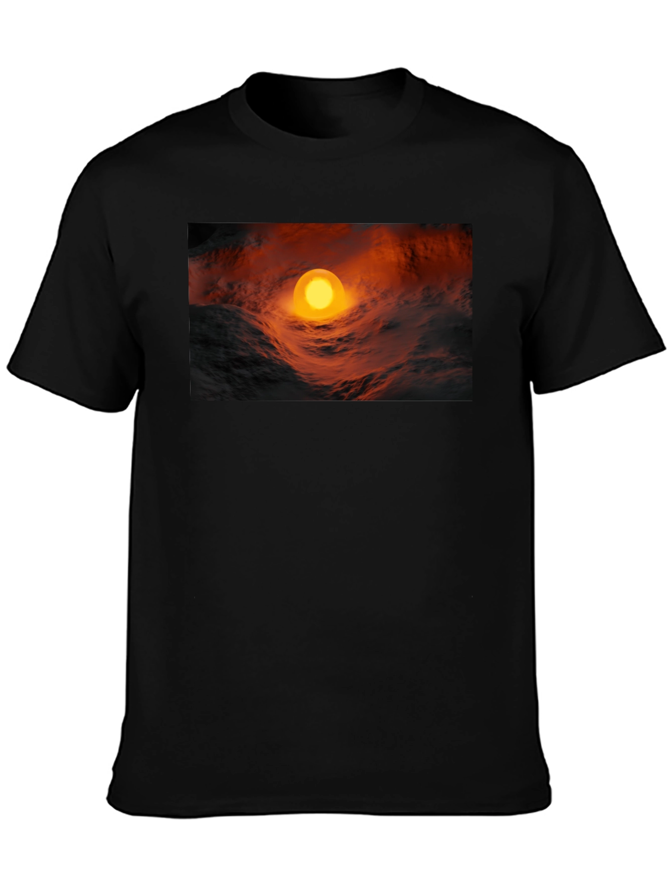 Fiery Orb Graphic Black T-Shirt