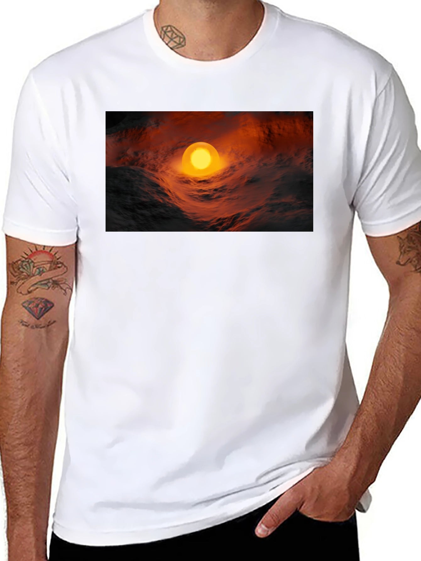 Fiery Orb Graphic Black T-Shirt