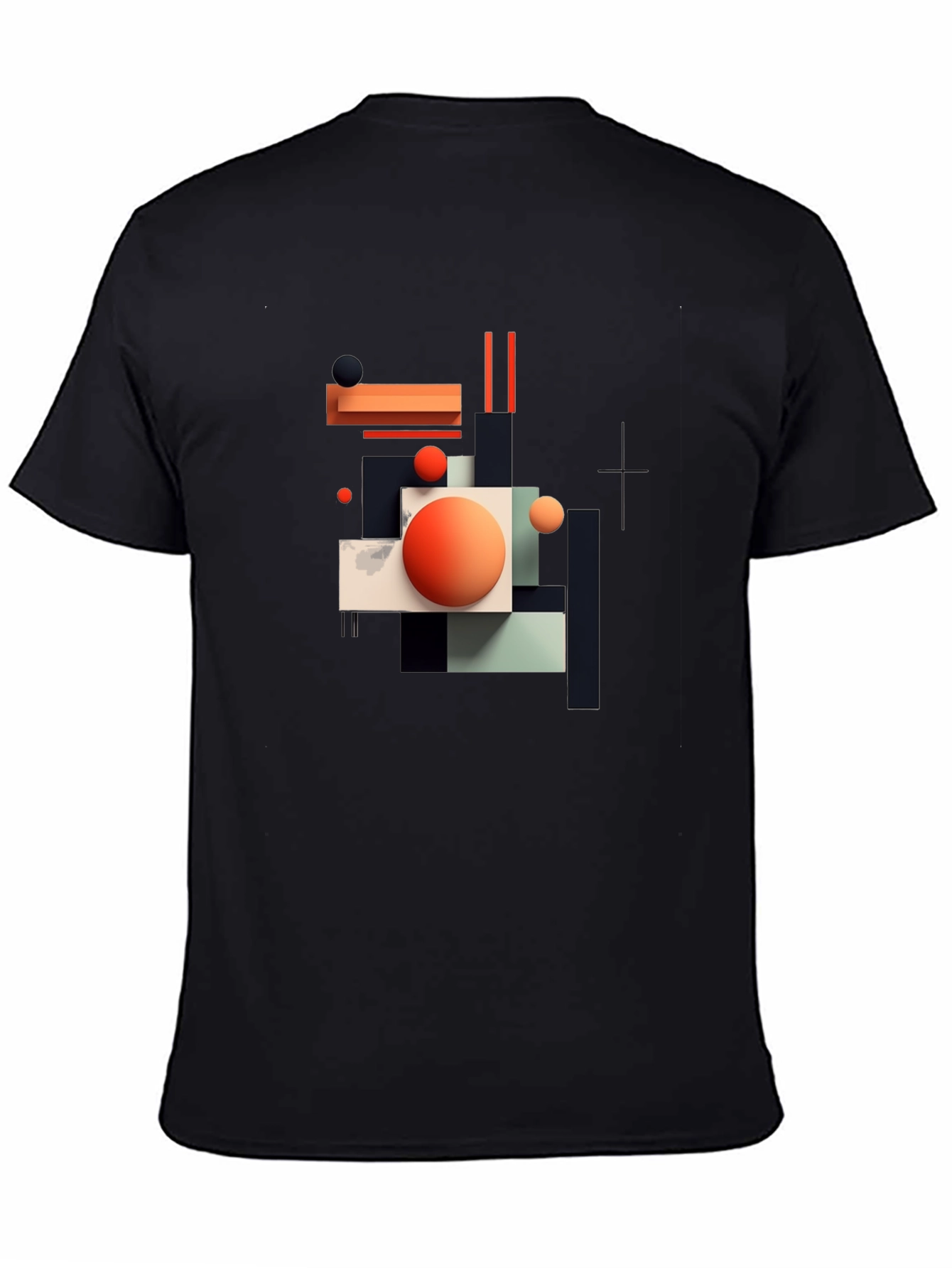 Abstract Geometric Graphic Print Black T-Shirt