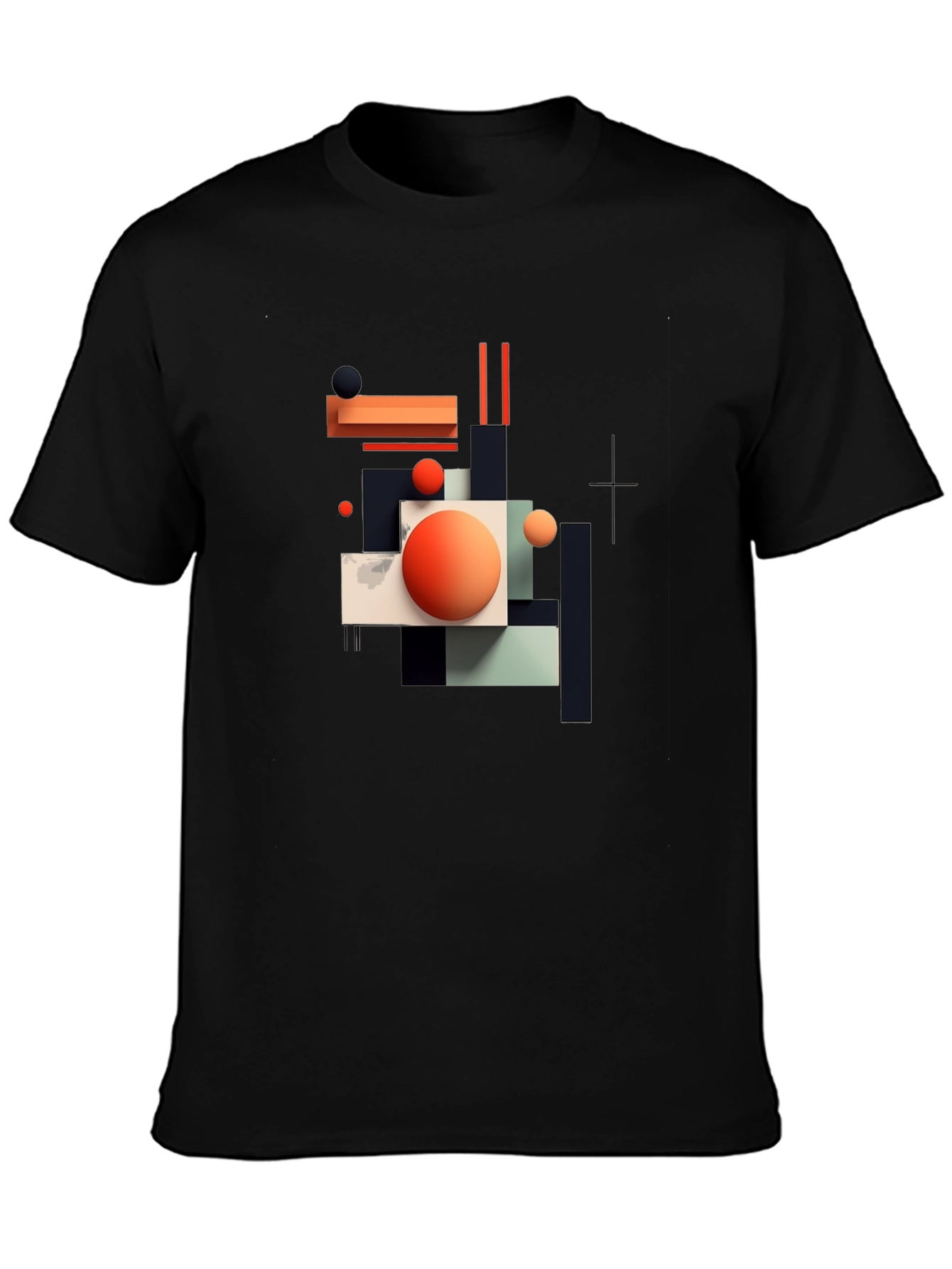 Abstract Geometric Graphic Print Black T-Shirt