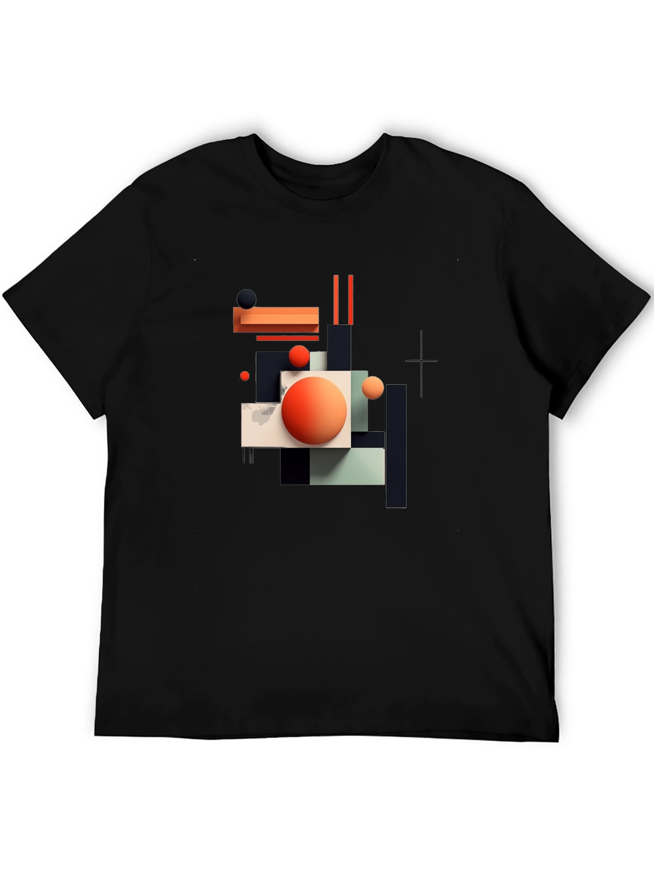 Abstract Geometric Graphic Print Black T-Shirt