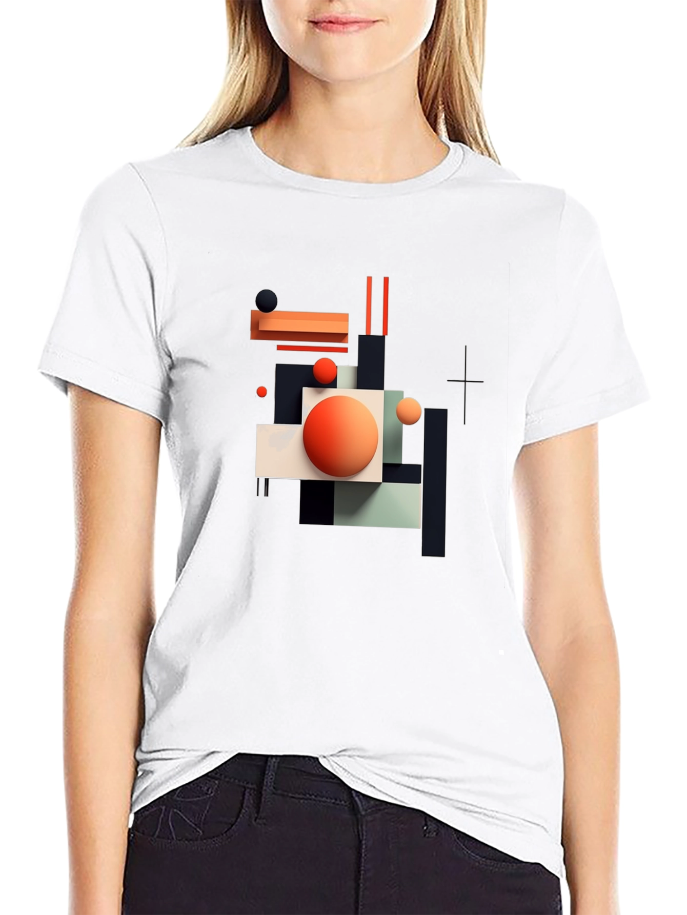Abstract Geometric Graphic Print Black T-Shirt