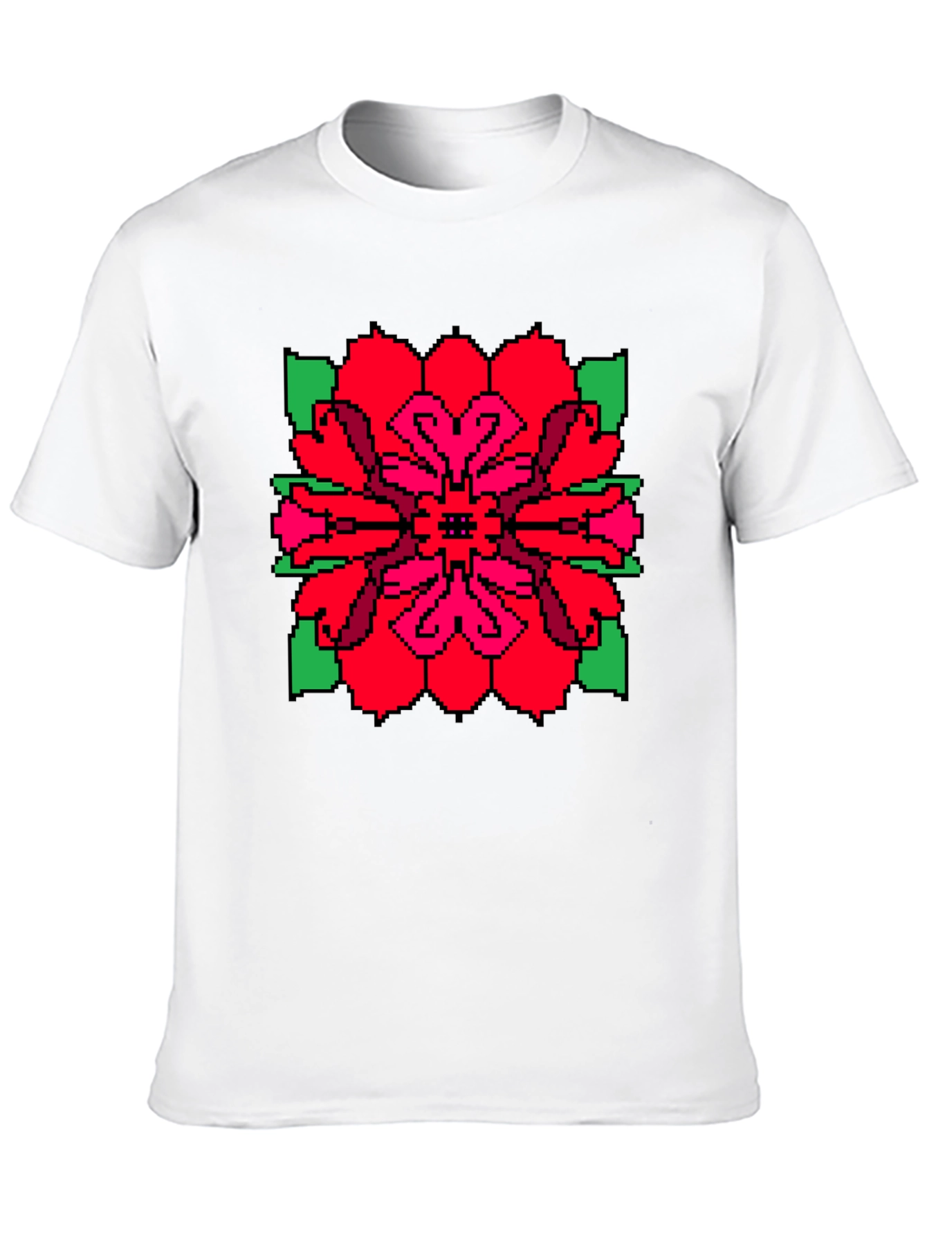 Pixel Flower Graphic Tee - Unique Black T-Shirt