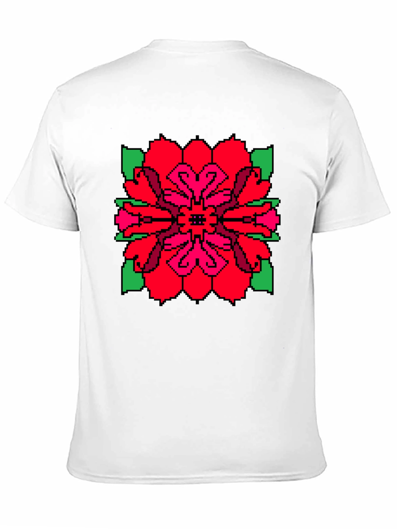 Pixel Flower Graphic Tee - Unique Black T-Shirt
