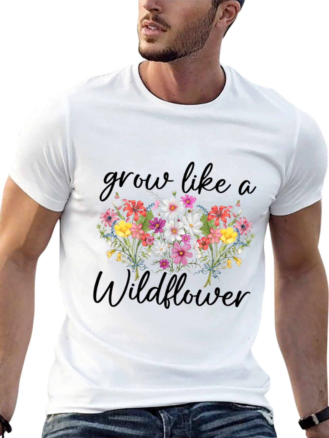 Grow Like a Wildflower Black Graphic T-Shirt