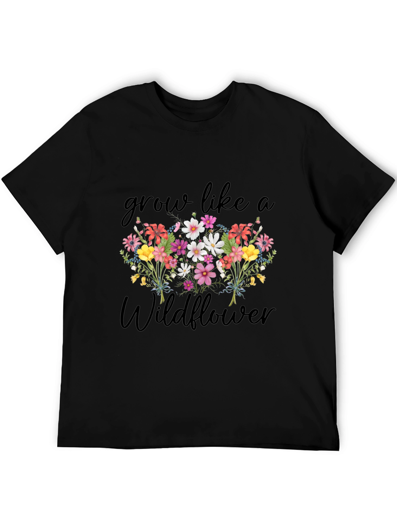 Grow Like a Wildflower Black Graphic T-Shirt