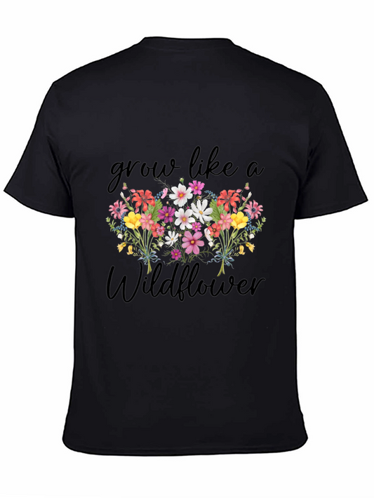 Grow Like a Wildflower Black Graphic T-Shirt