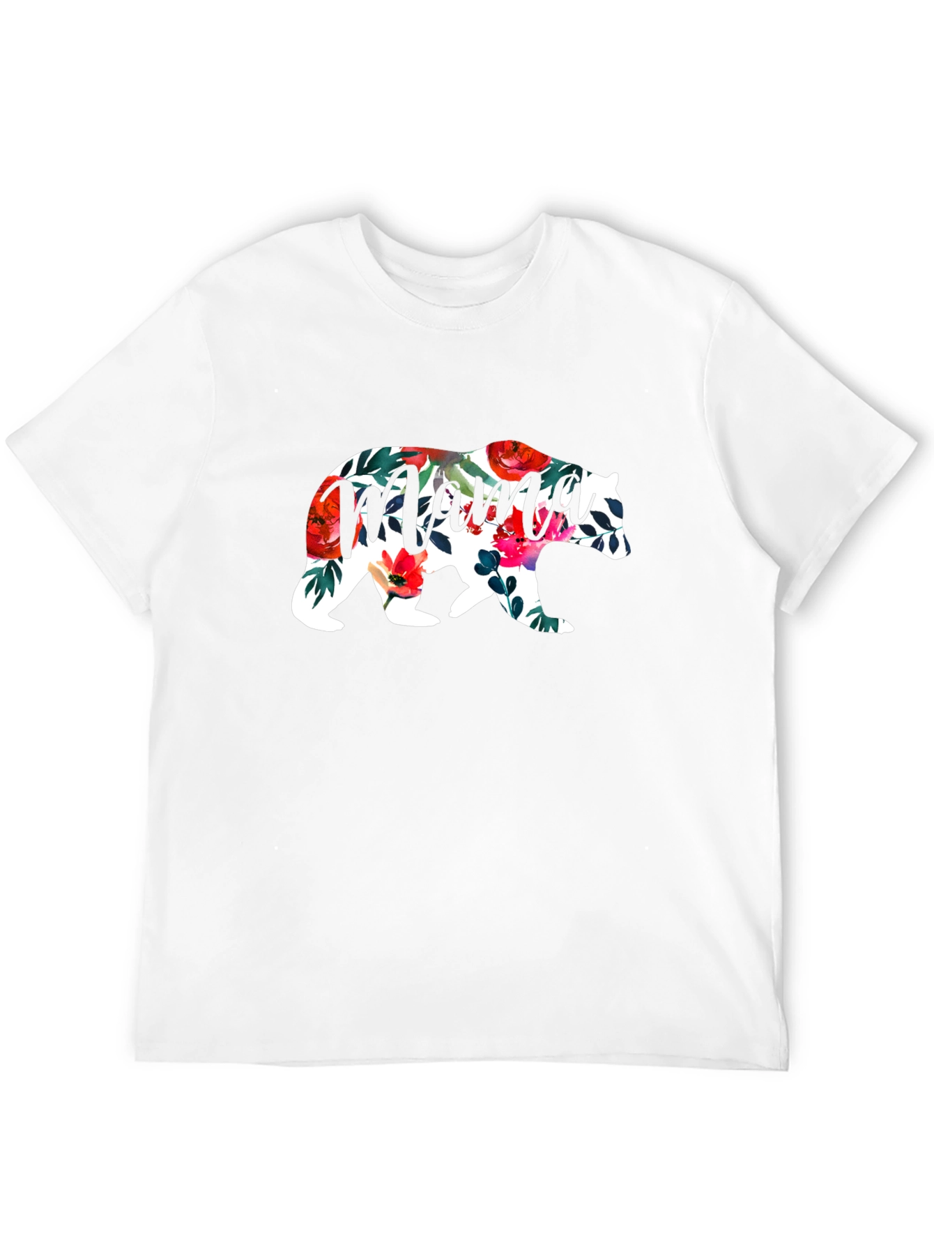 Mama Bear Floral Graphic T-Shirt - Black