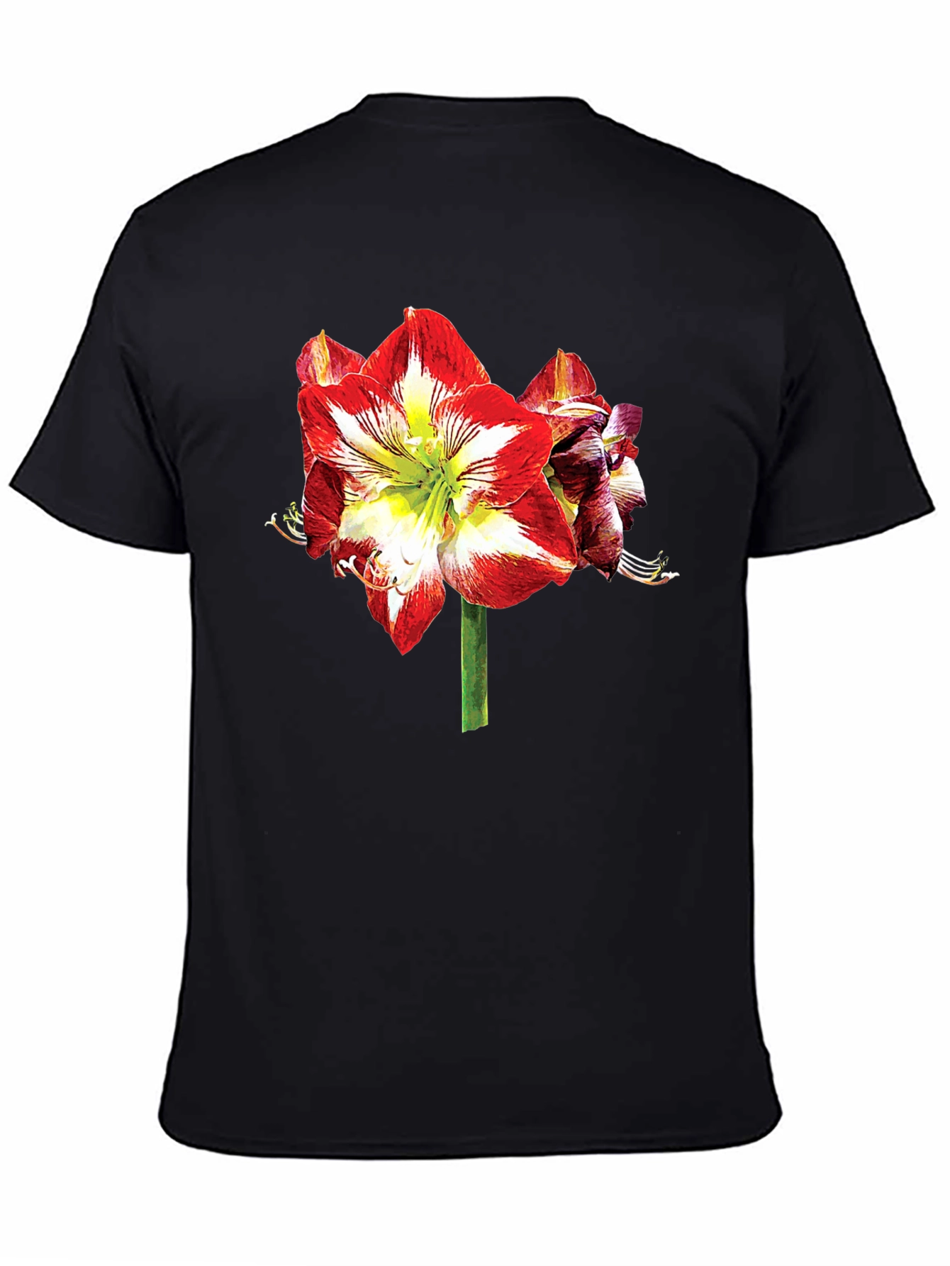 Floral Print T-Shirt: Bold Amaryllis Design