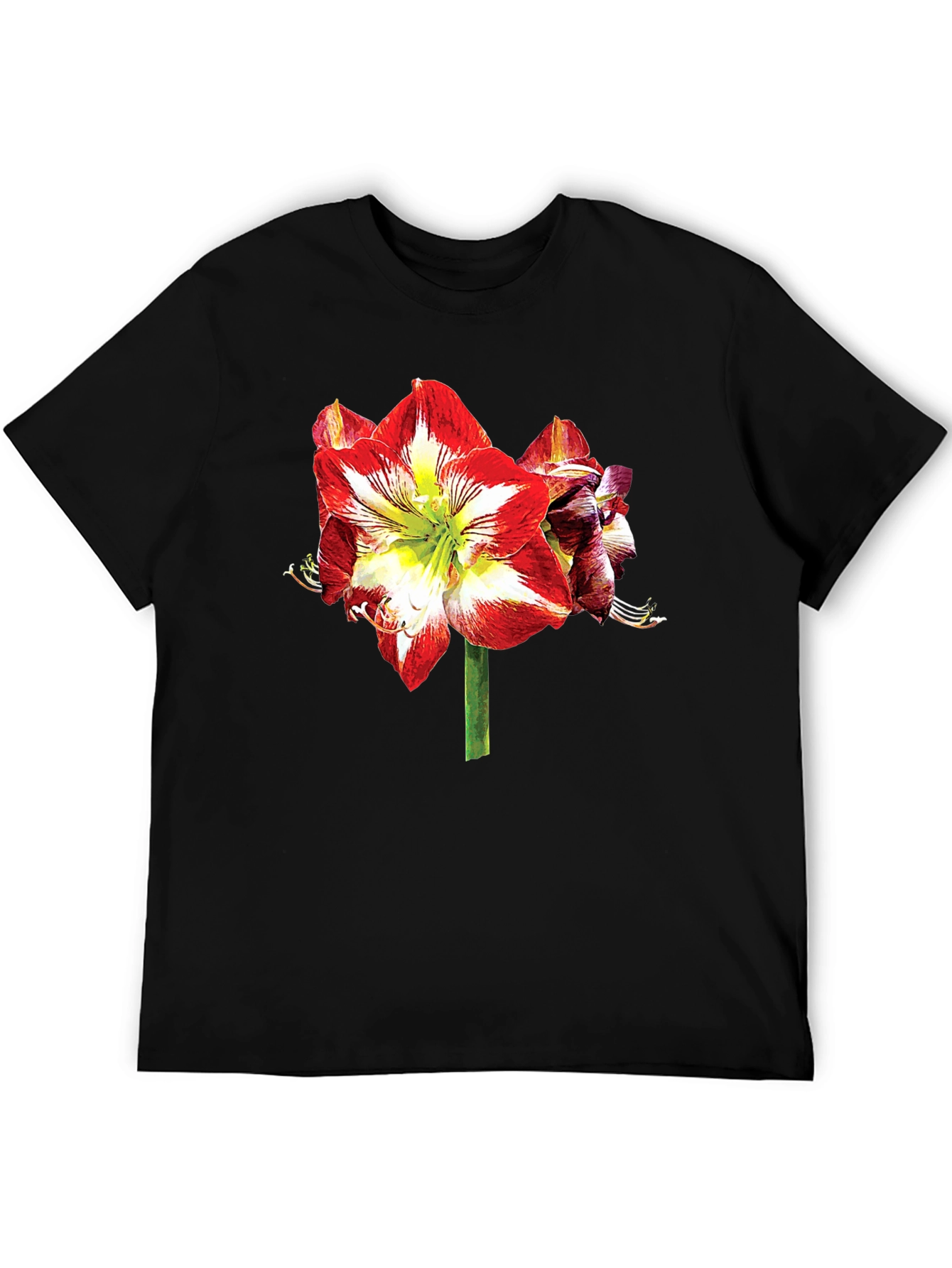Floral Print T-Shirt: Bold Amaryllis Design