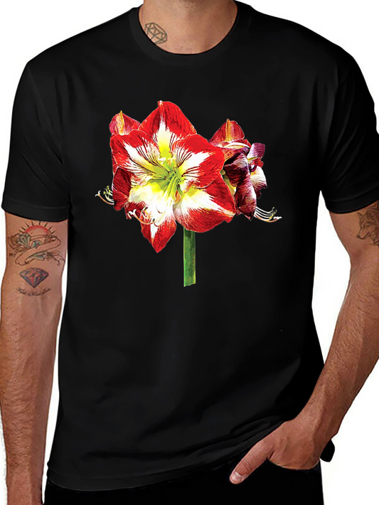 Floral Print T-Shirt: Bold Amaryllis Design
