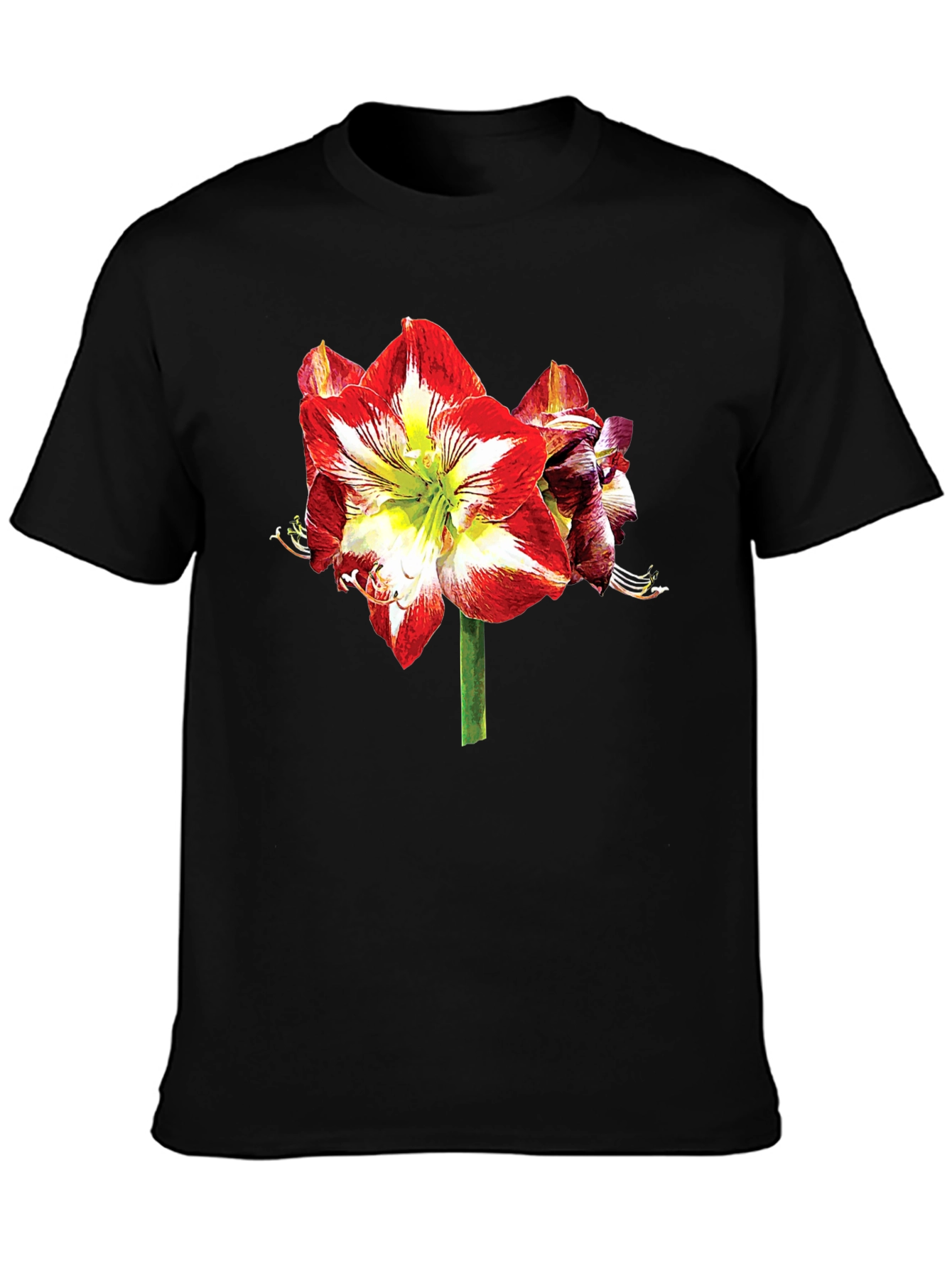 Floral Print T-Shirt: Bold Amaryllis Design