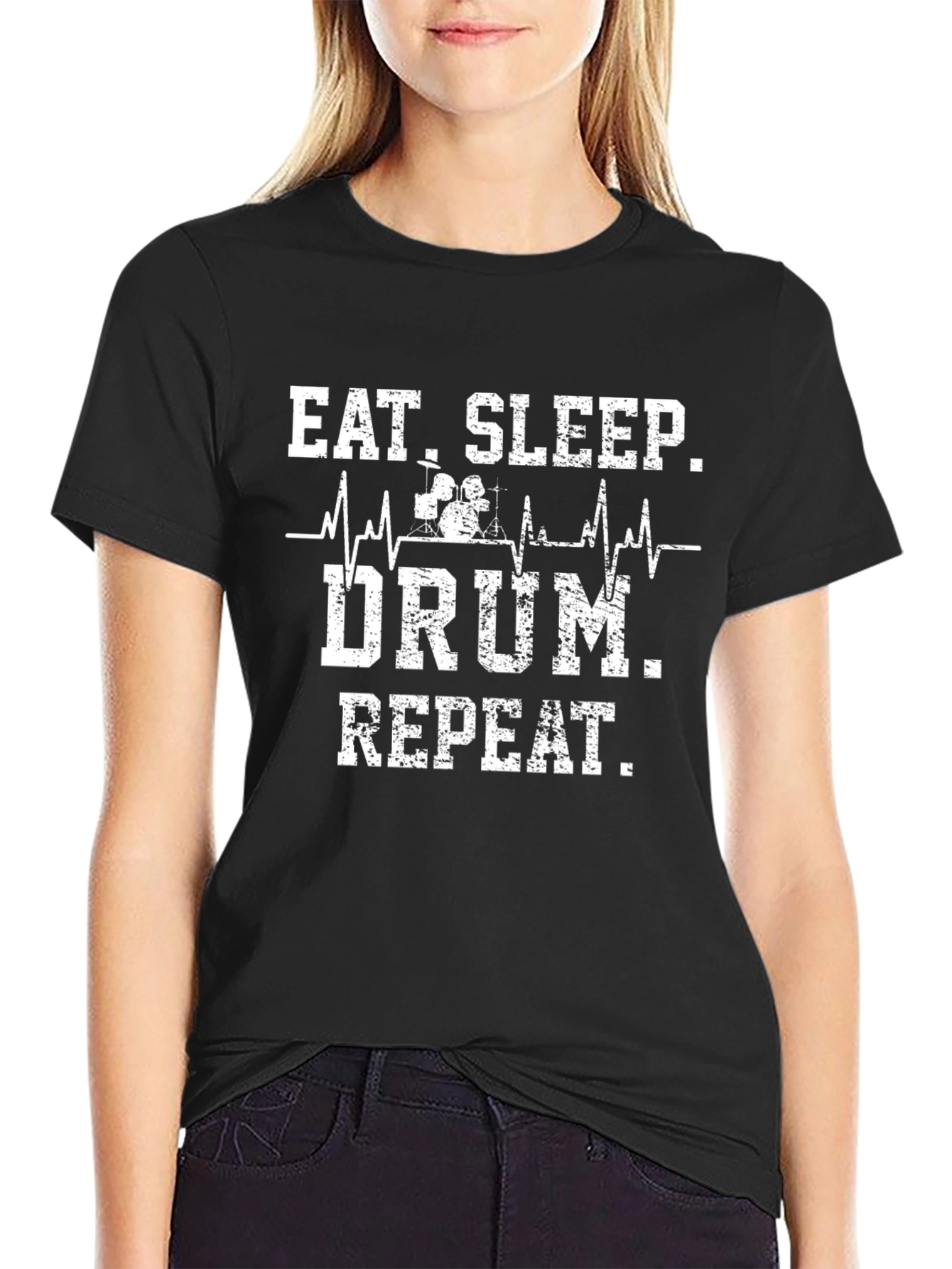 Eat Sleep Drum Repeat Black Graphic Tee