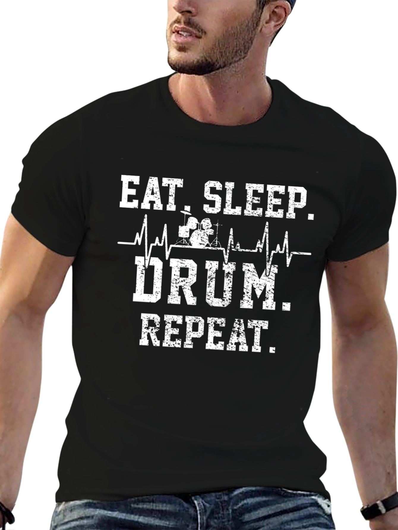 Eat Sleep Drum Repeat Black Graphic Tee