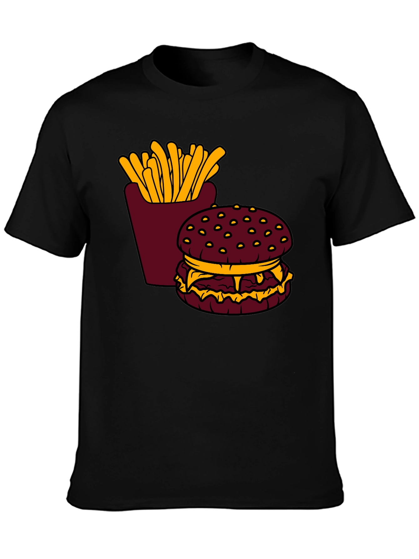 Burger & Fries Graphic T-Shirt - Casual Style