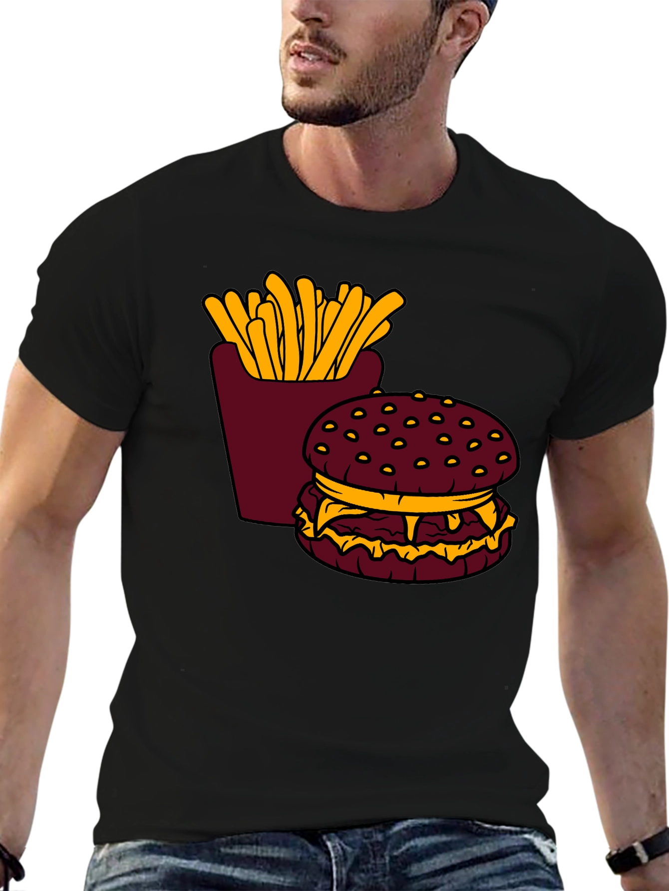 Burger & Fries Graphic T-Shirt - Casual Style