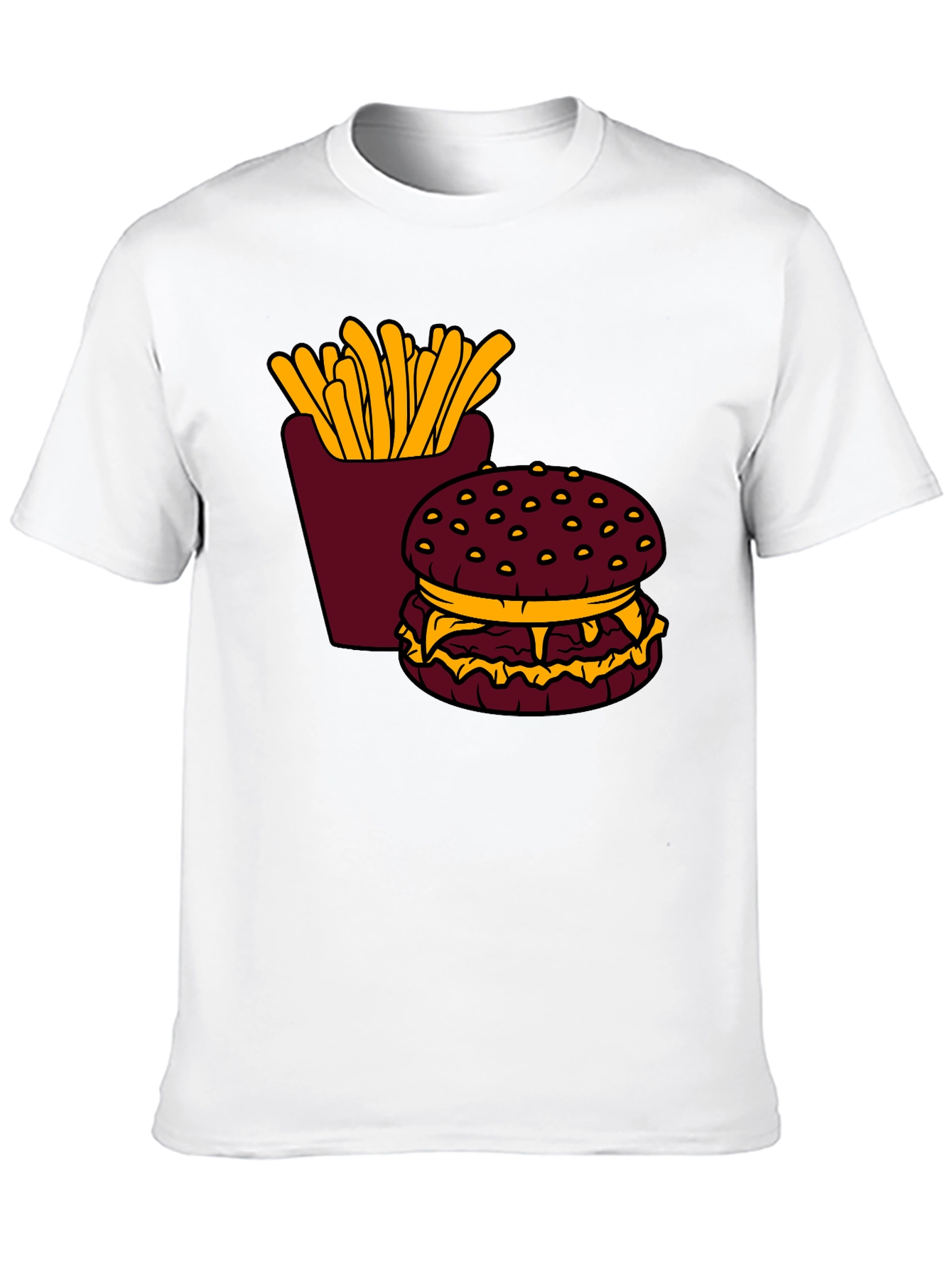 Burger & Fries Graphic T-Shirt - Casual Style