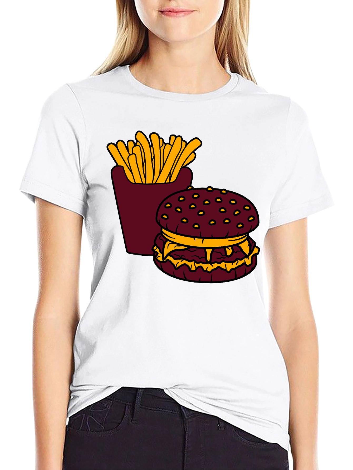 Burger & Fries Graphic T-Shirt - Casual Style