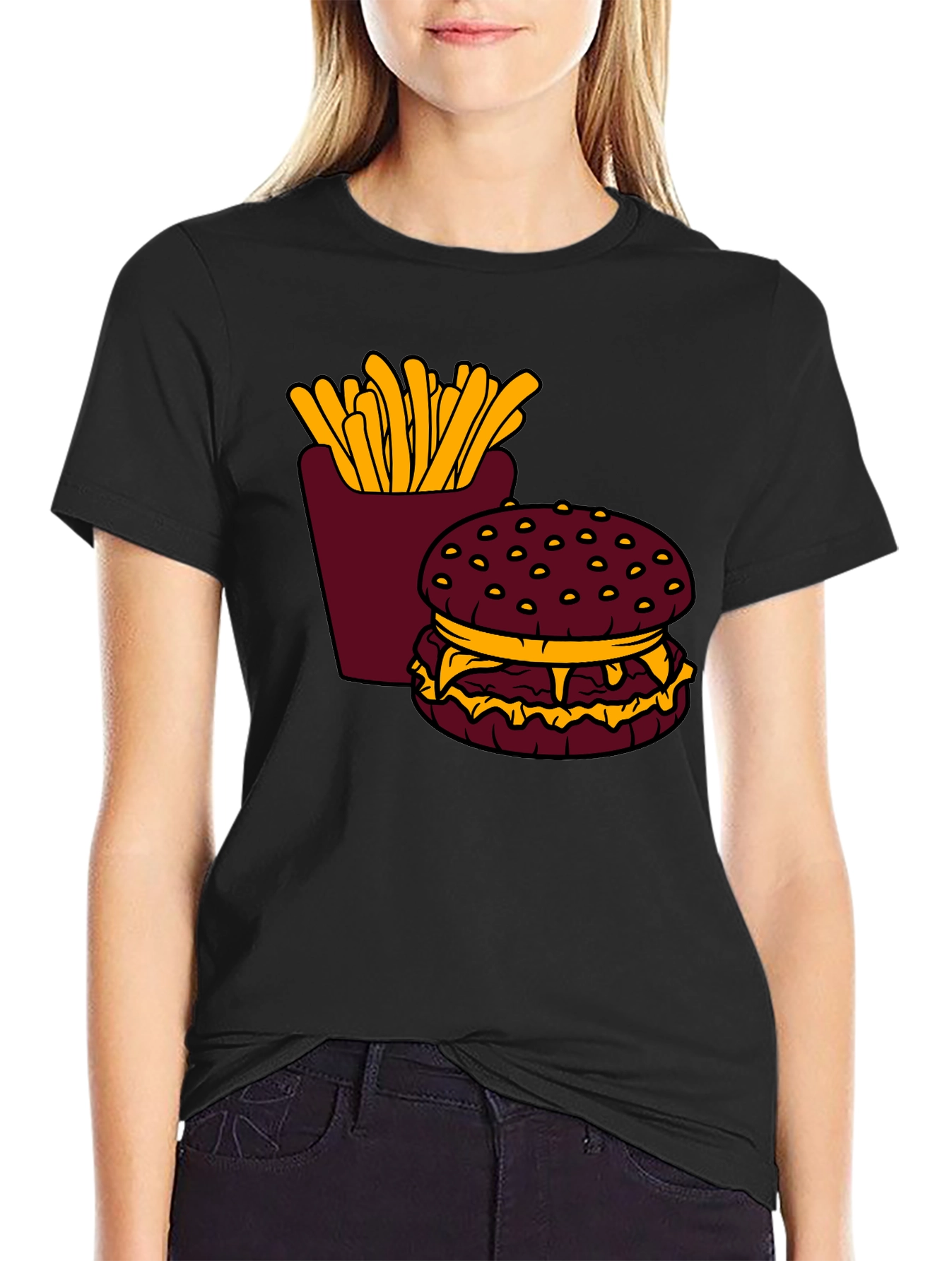 Burger & Fries Graphic T-Shirt - Casual Style
