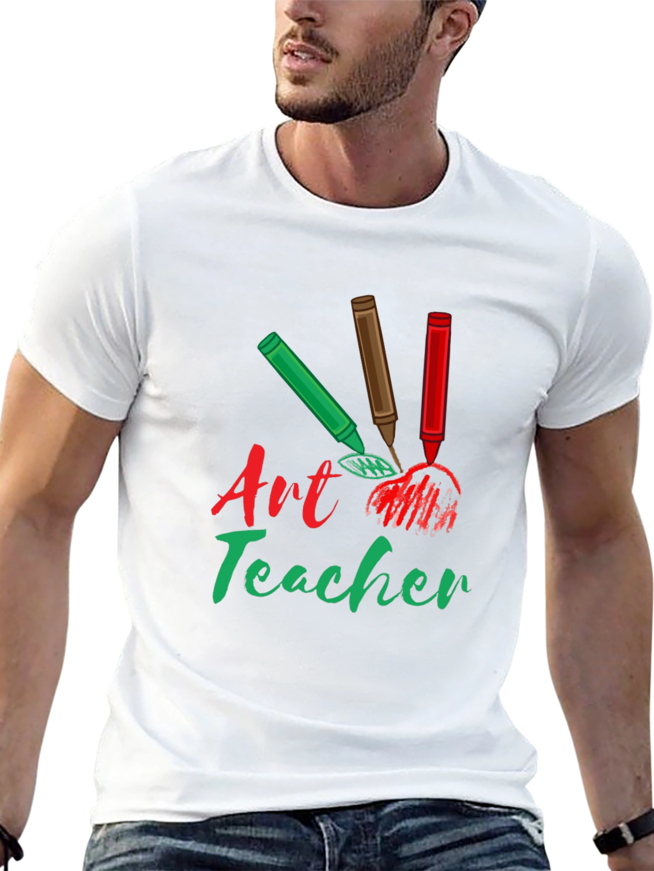 Art Teacher T-Shirt: Crayon Design Teacher Gift