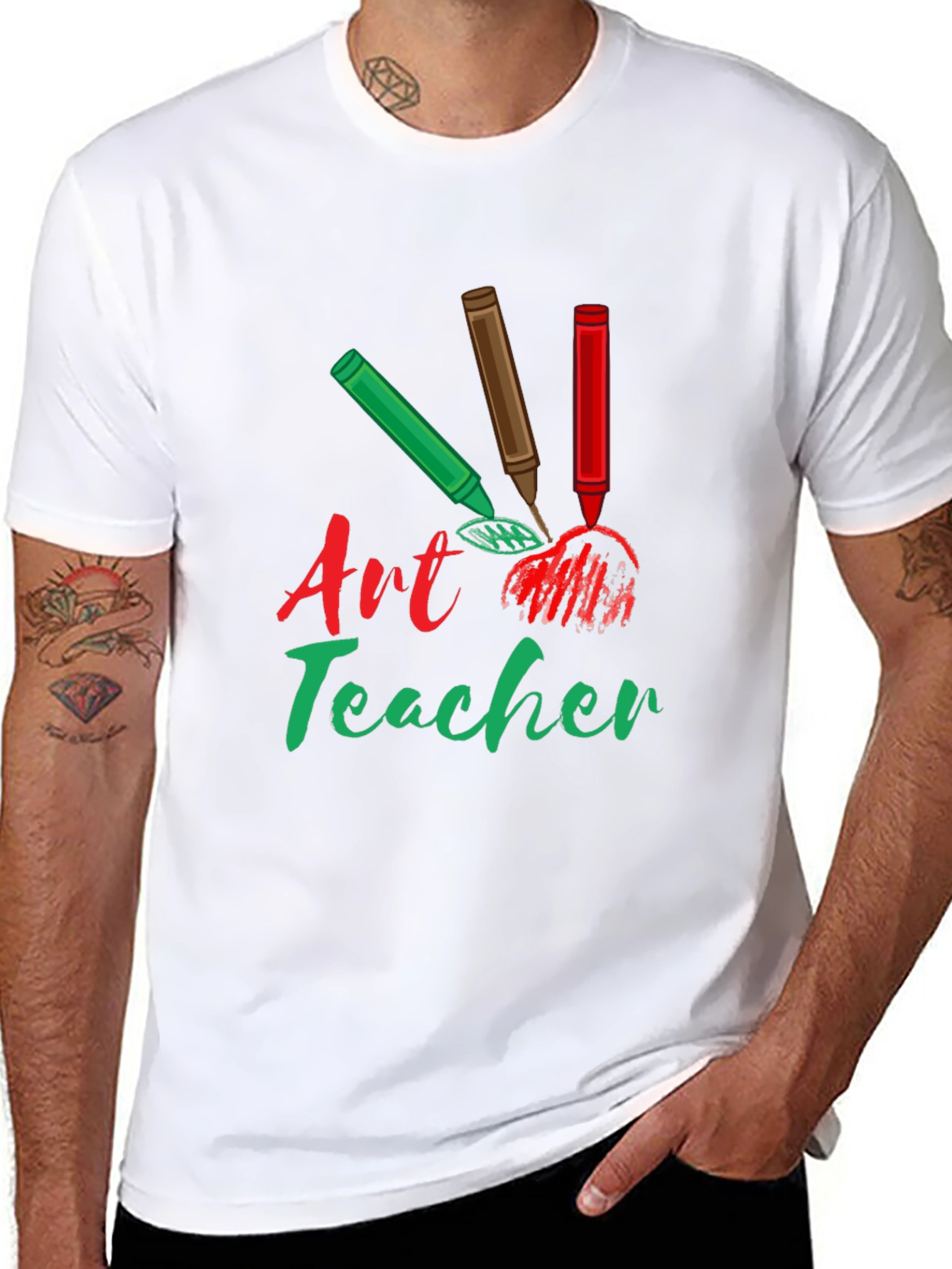 Art Teacher T-Shirt: Crayon Design Teacher Gift