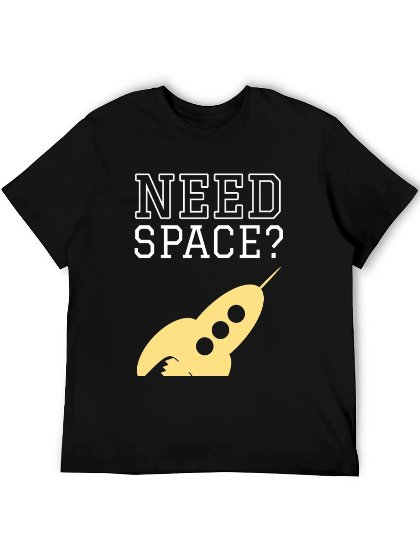 Need Space? Rocket Graphic Tee - Black Cotton T-Shirt
