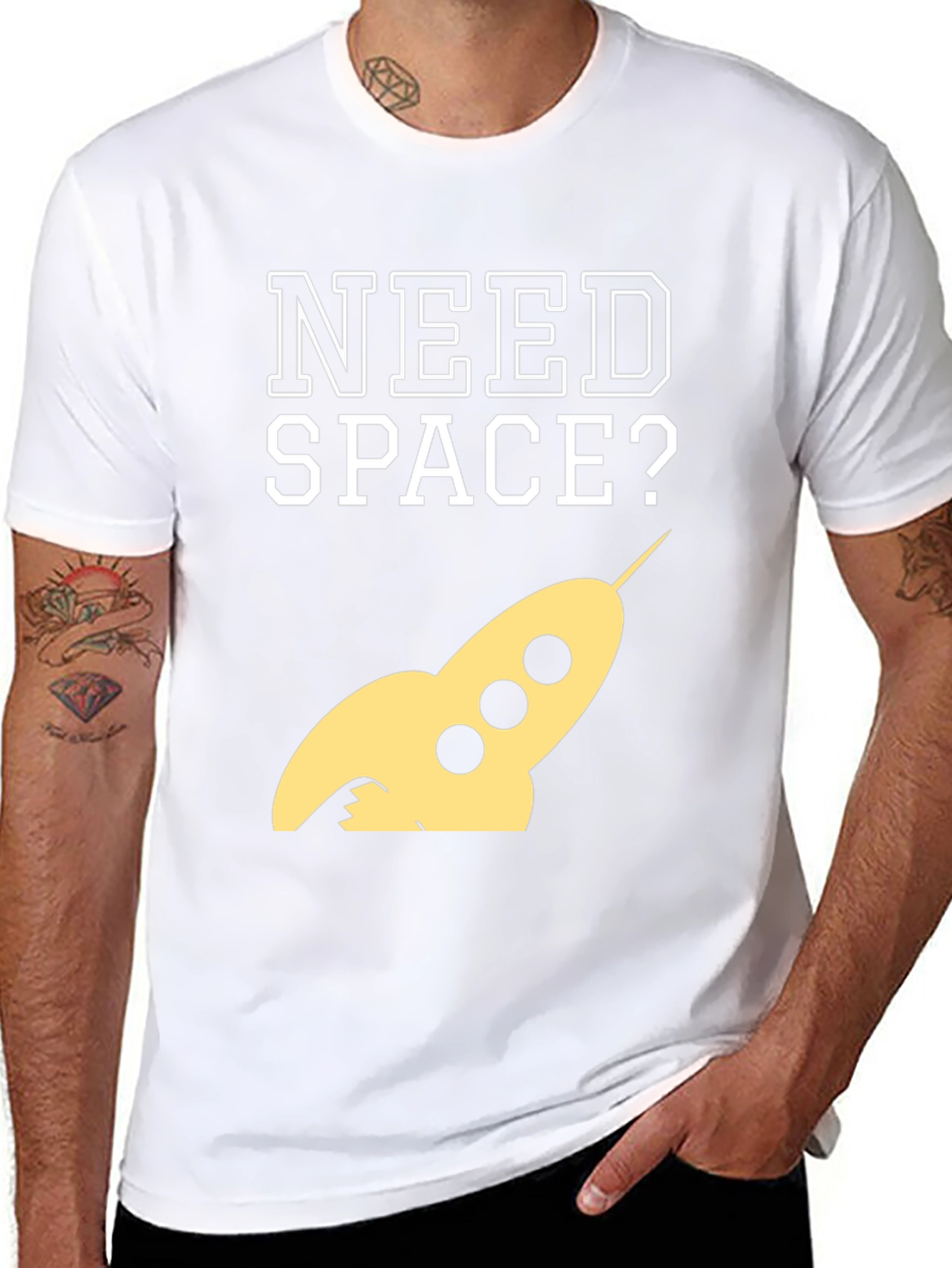 Need Space? Rocket Graphic Tee - Black Cotton T-Shirt