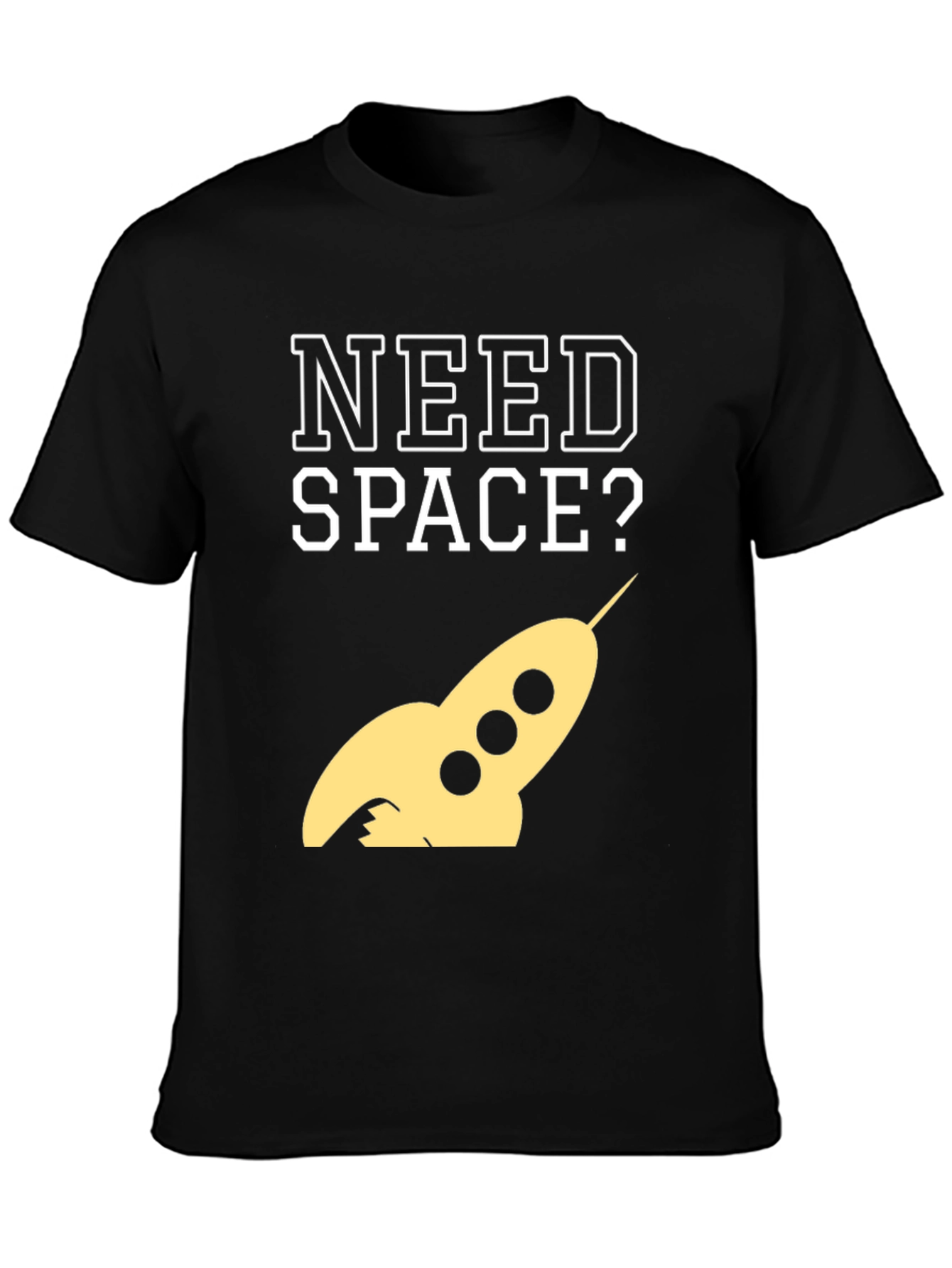 Need Space? Rocket Graphic Tee - Black Cotton T-Shirt