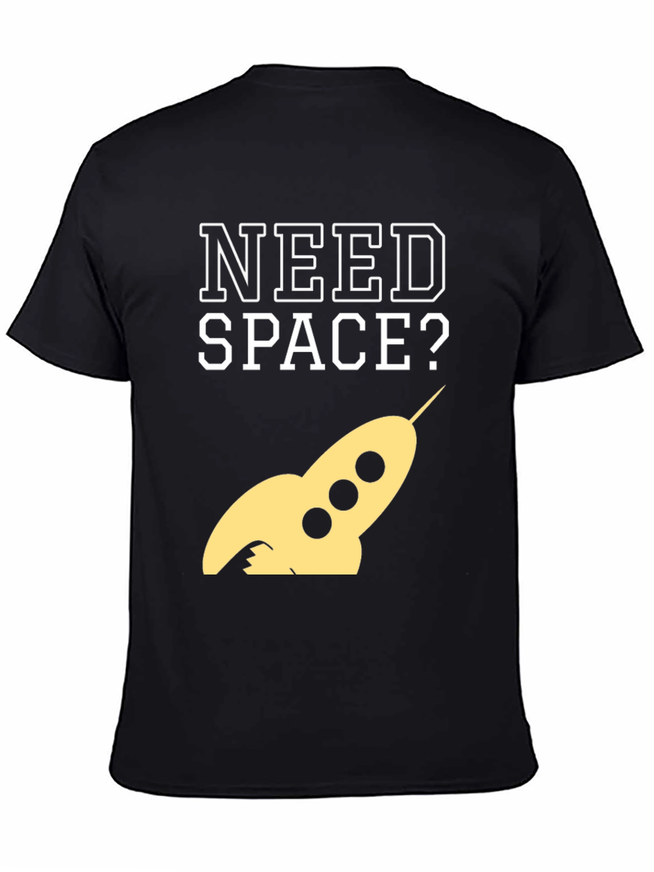 Need Space? Rocket Graphic Tee - Black Cotton T-Shirt