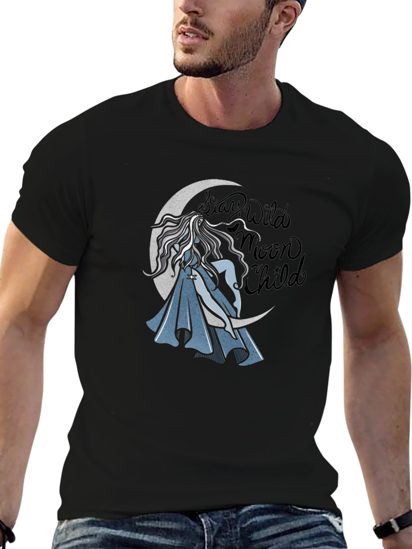 Stay Wild Moon Child Black Graphic Tee
