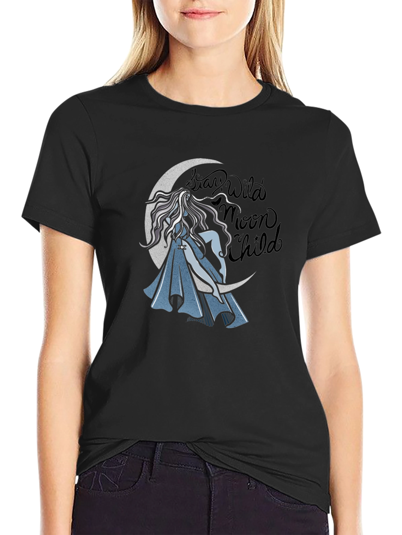 Stay Wild Moon Child Black Graphic Tee
