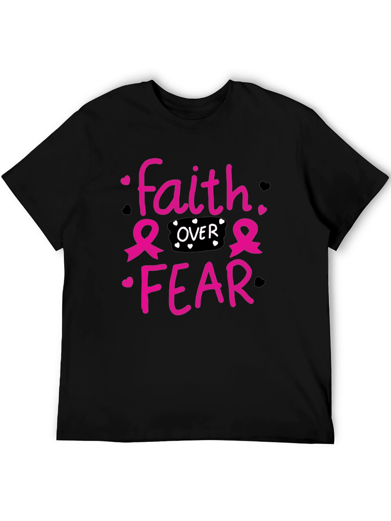 Faith Over Fear T-Shirt Breast Cancer Awareness Pink Ribbon