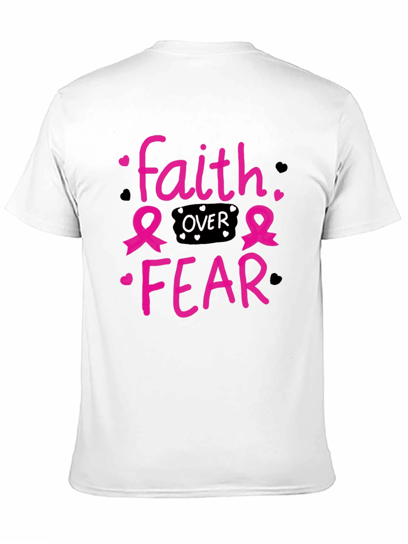 Faith Over Fear T-Shirt Breast Cancer Awareness Pink Ribbon