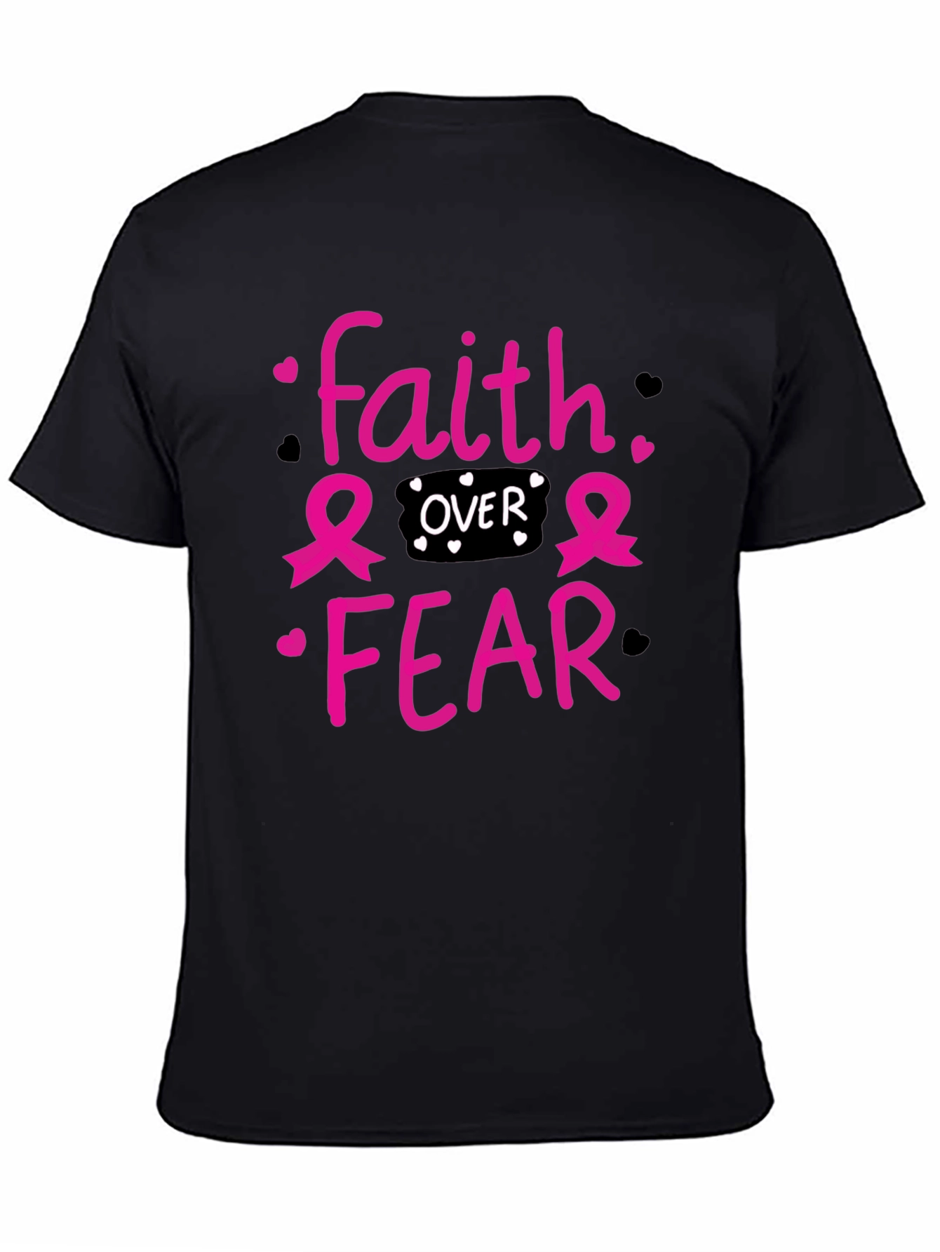 Faith Over Fear T-Shirt Breast Cancer Awareness Pink Ribbon