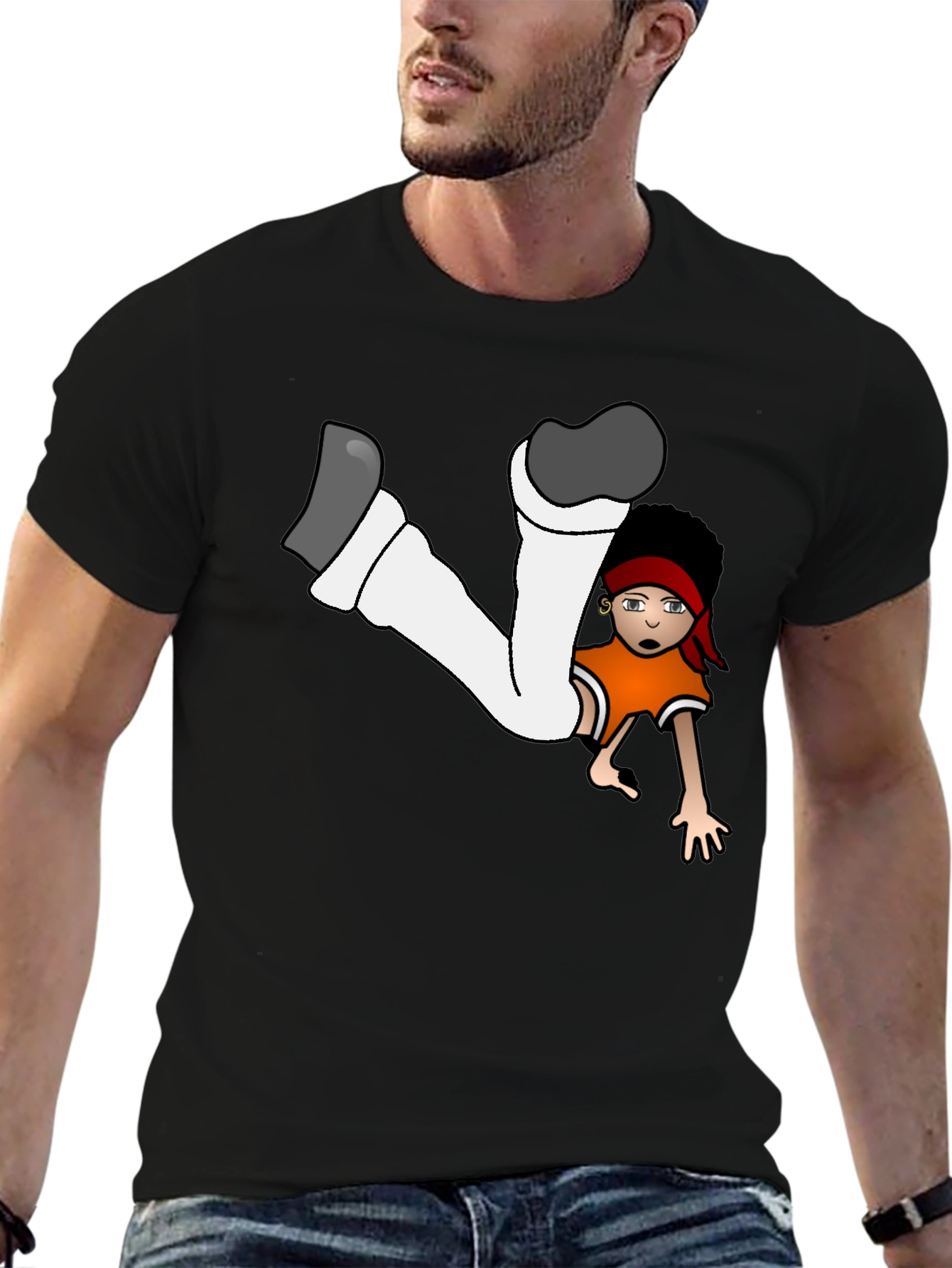 Cartoon Dancer Graphic T-Shirt Black