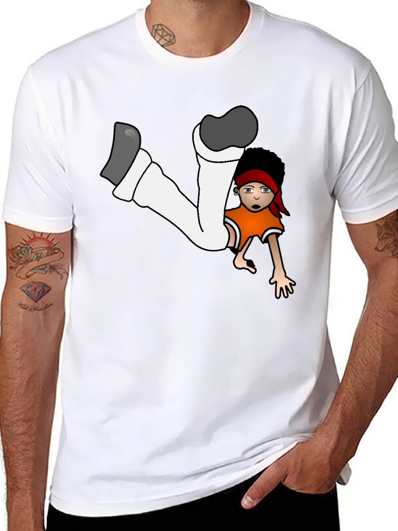 Cartoon Dancer Graphic T-Shirt Black