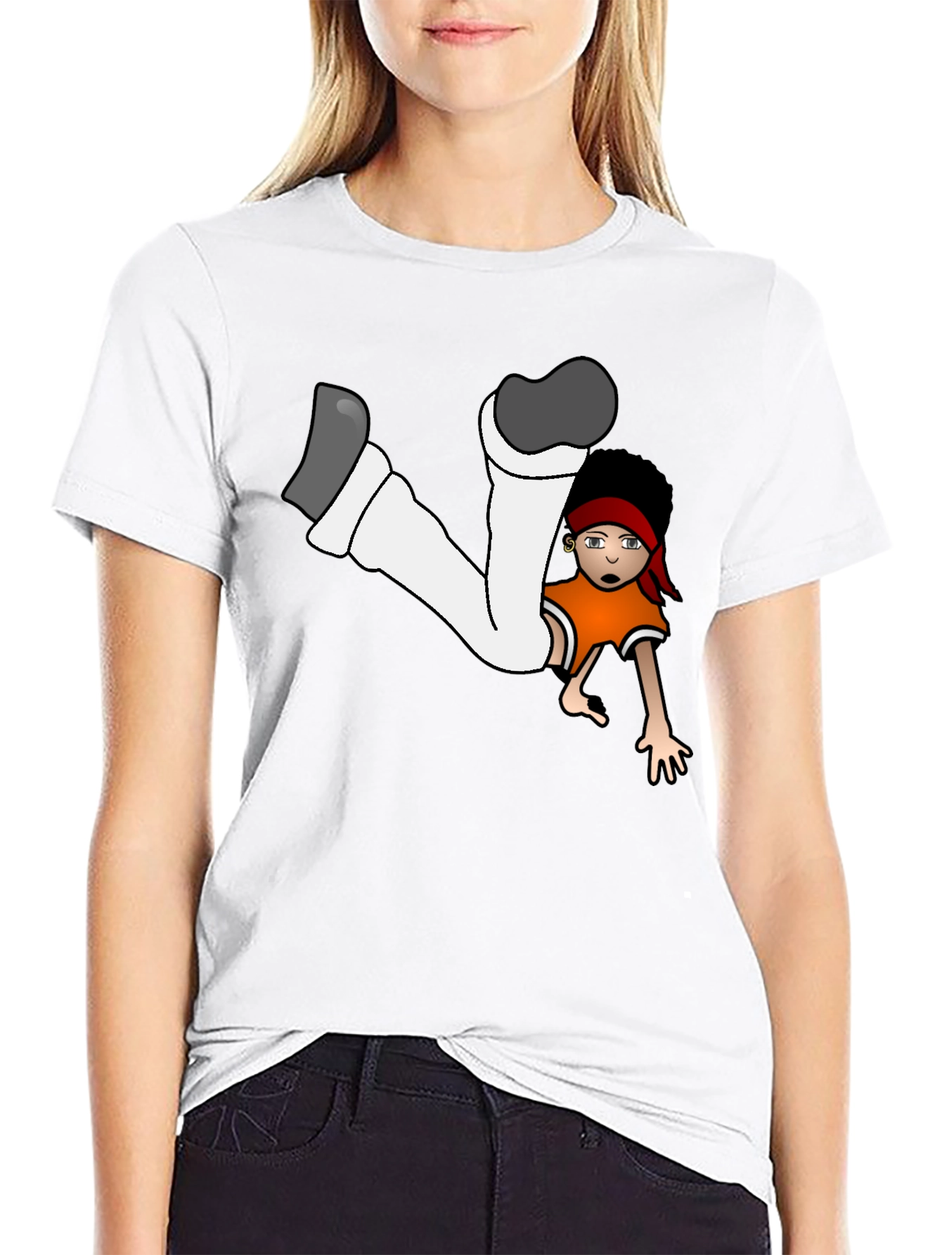 Cartoon Dancer Graphic T-Shirt Black